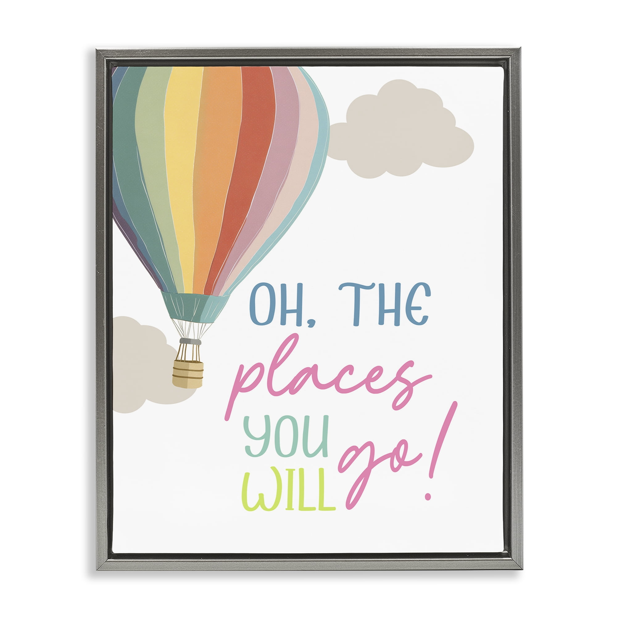 Stupell Industries The Places You Will Go Gray Framed Floater Canvas Wall Art, design by Christine Simpson Art