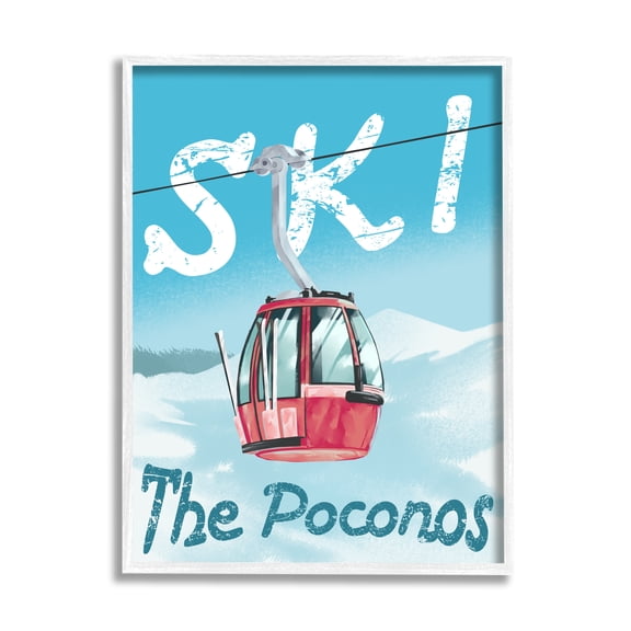 Stupell Industries The Poconos Red Ski Trolly Snowy Mountain Hill, 24 x 30, Design by Ziwei LI