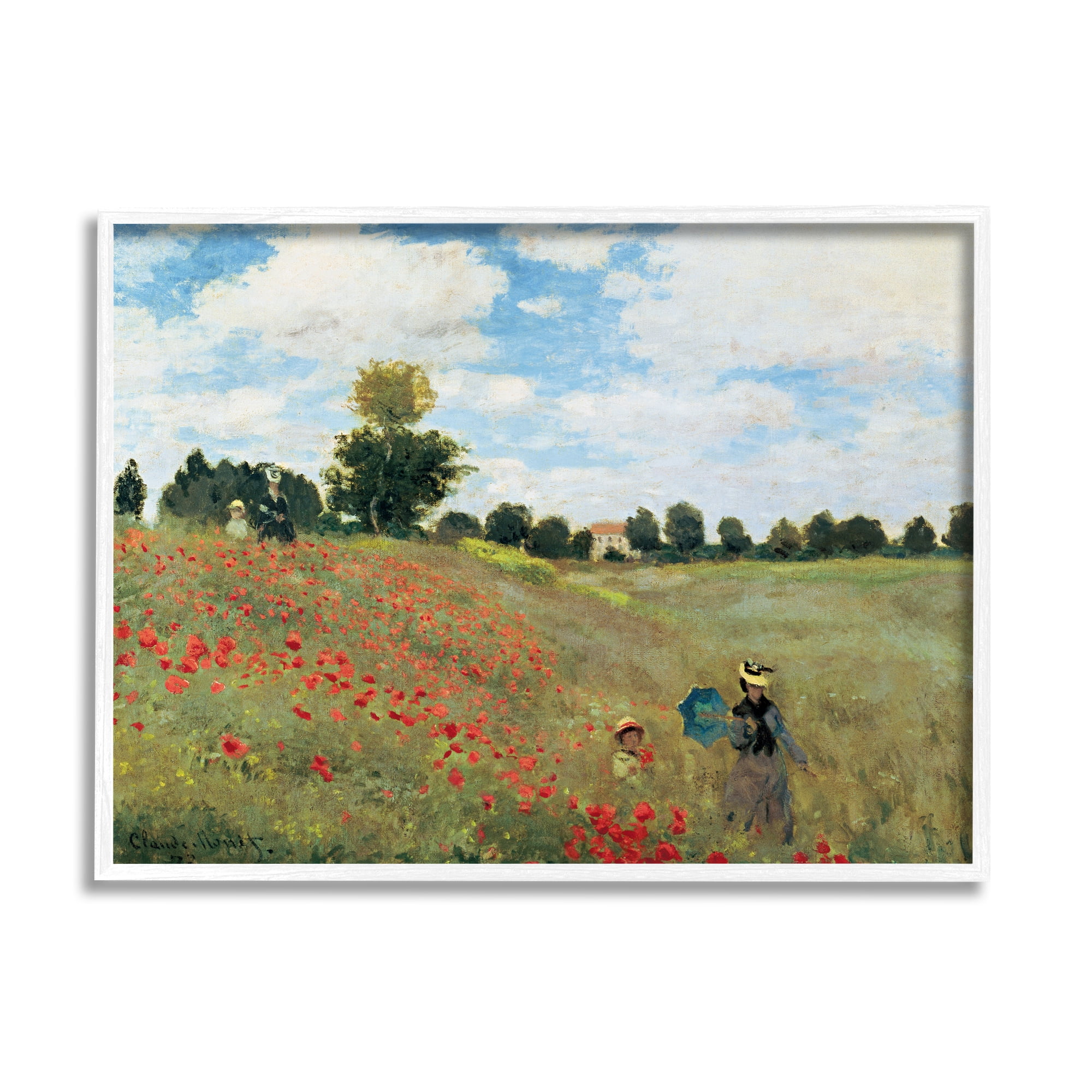 Stupell Industries The Poppy Field Monet Classic Painting Framed Art Print Wall Art, 30x24, By Claude Monet