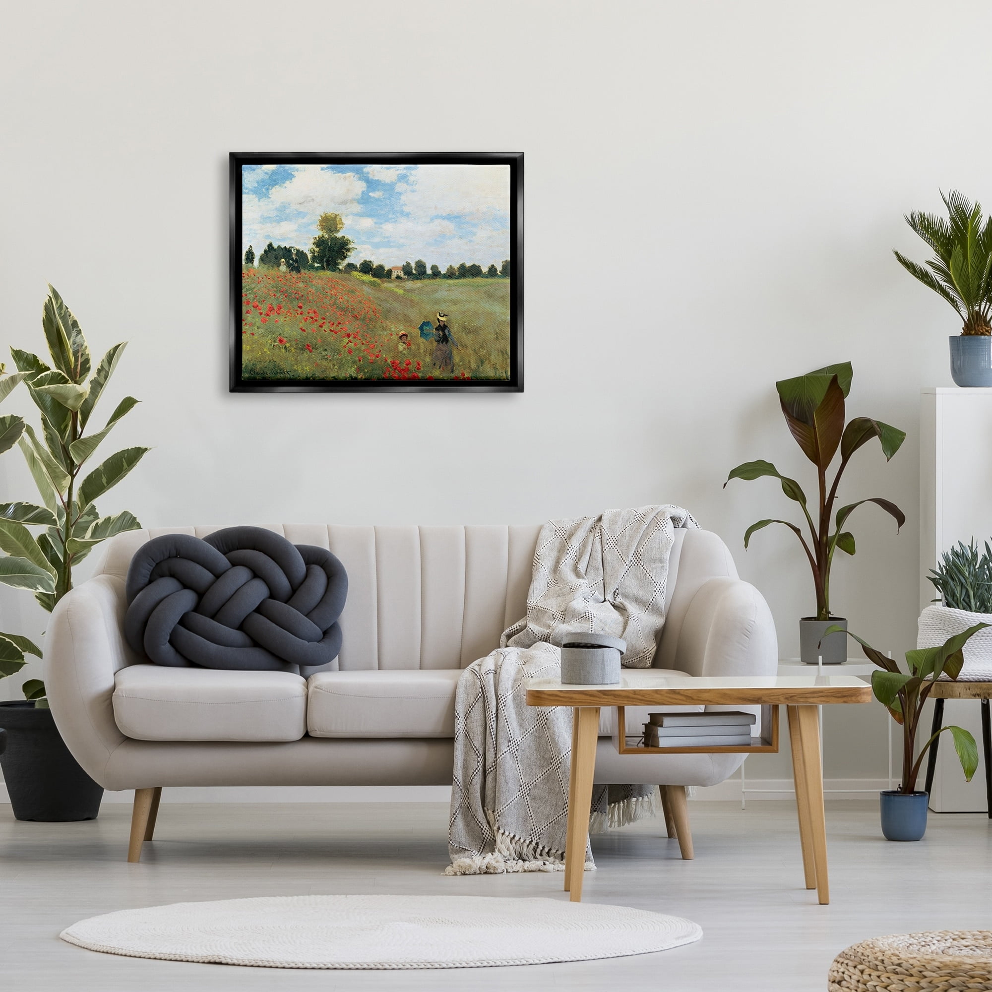 Stupell Industries The Poppy Field Monet Classic Painting Jet Black Framed Floating Canvas Wall Art, 24x30, by Claude Monet