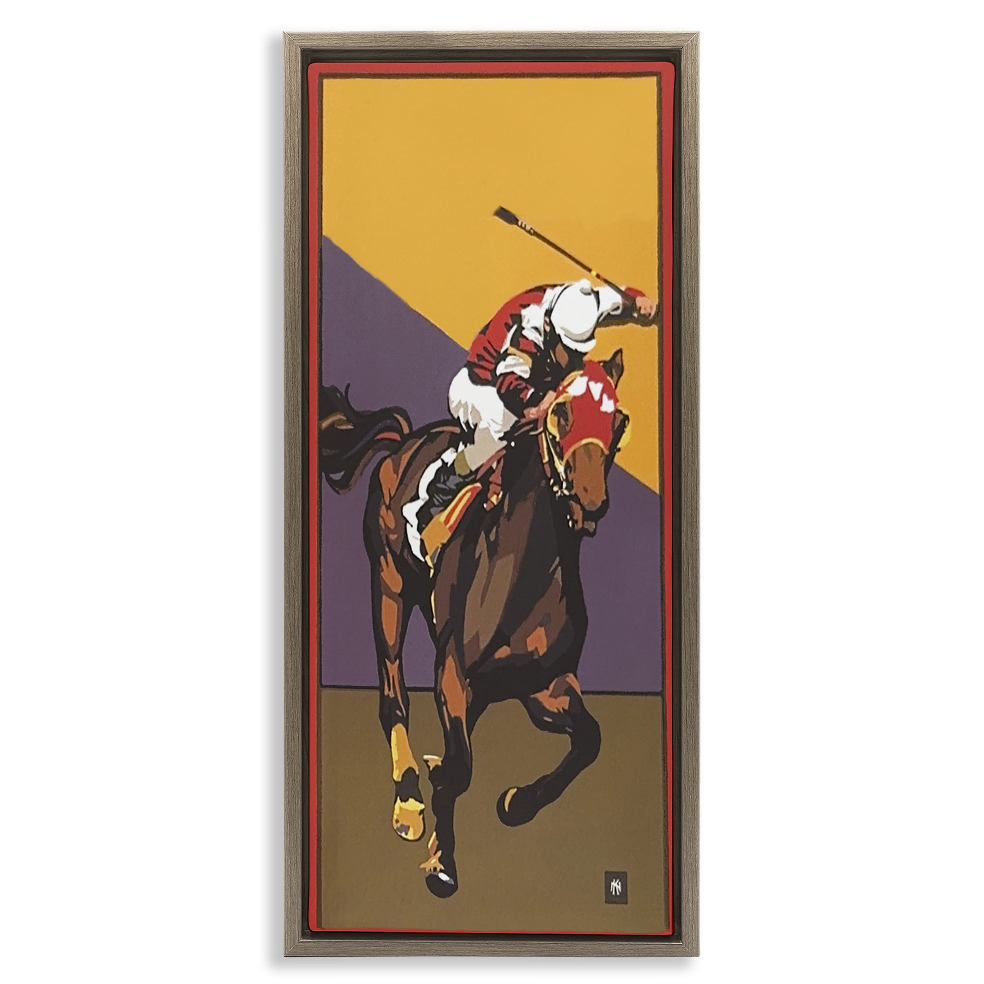 Stupell Industries The Race Final Stretch Brown Framed Floater Canvas Wall Art, design by Jadei Graphics