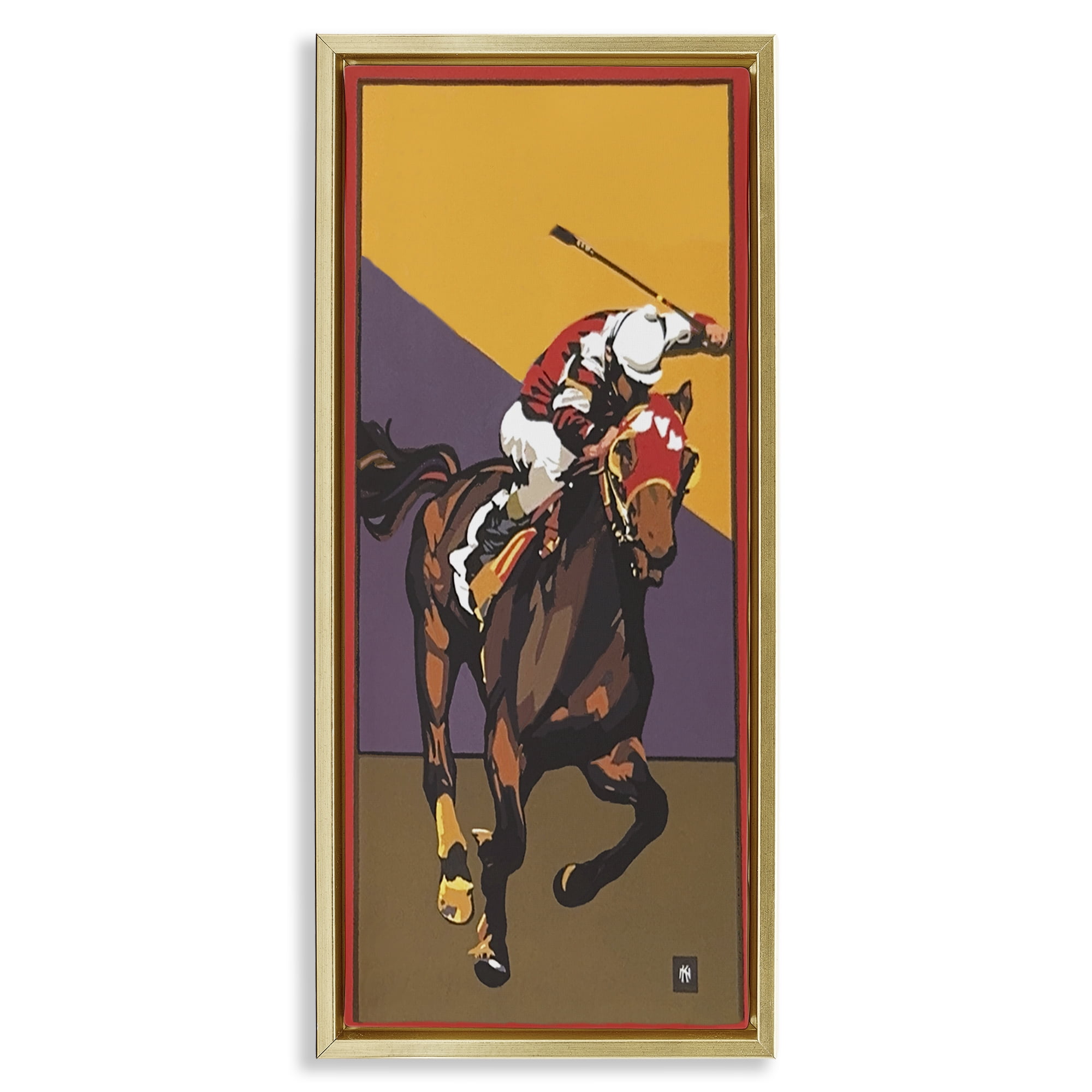 Stupell Industries The Race Final Stretch Gold Framed Floater Canvas Wall Art, design by Jadei Graphics