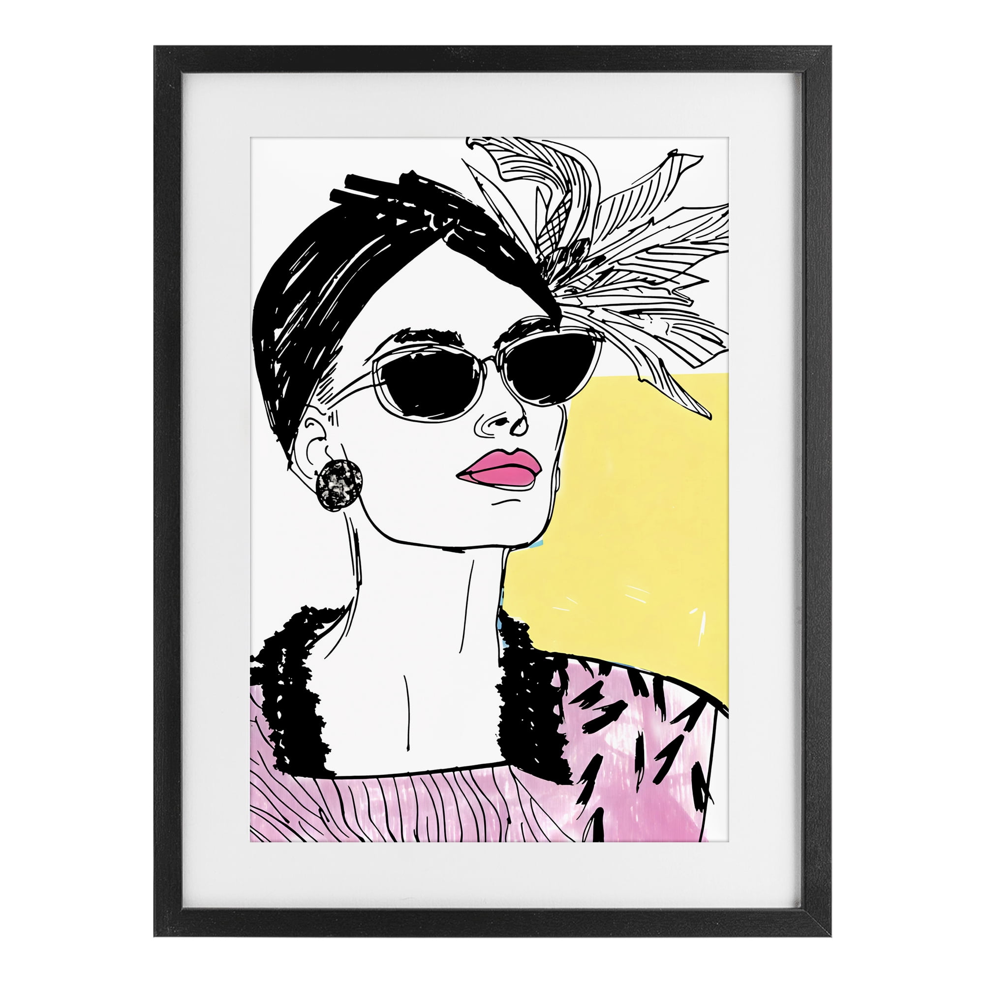Stupell Industries The Rebel Muse Portrait Black Framed Print Under Glass, design by Andrea Haase