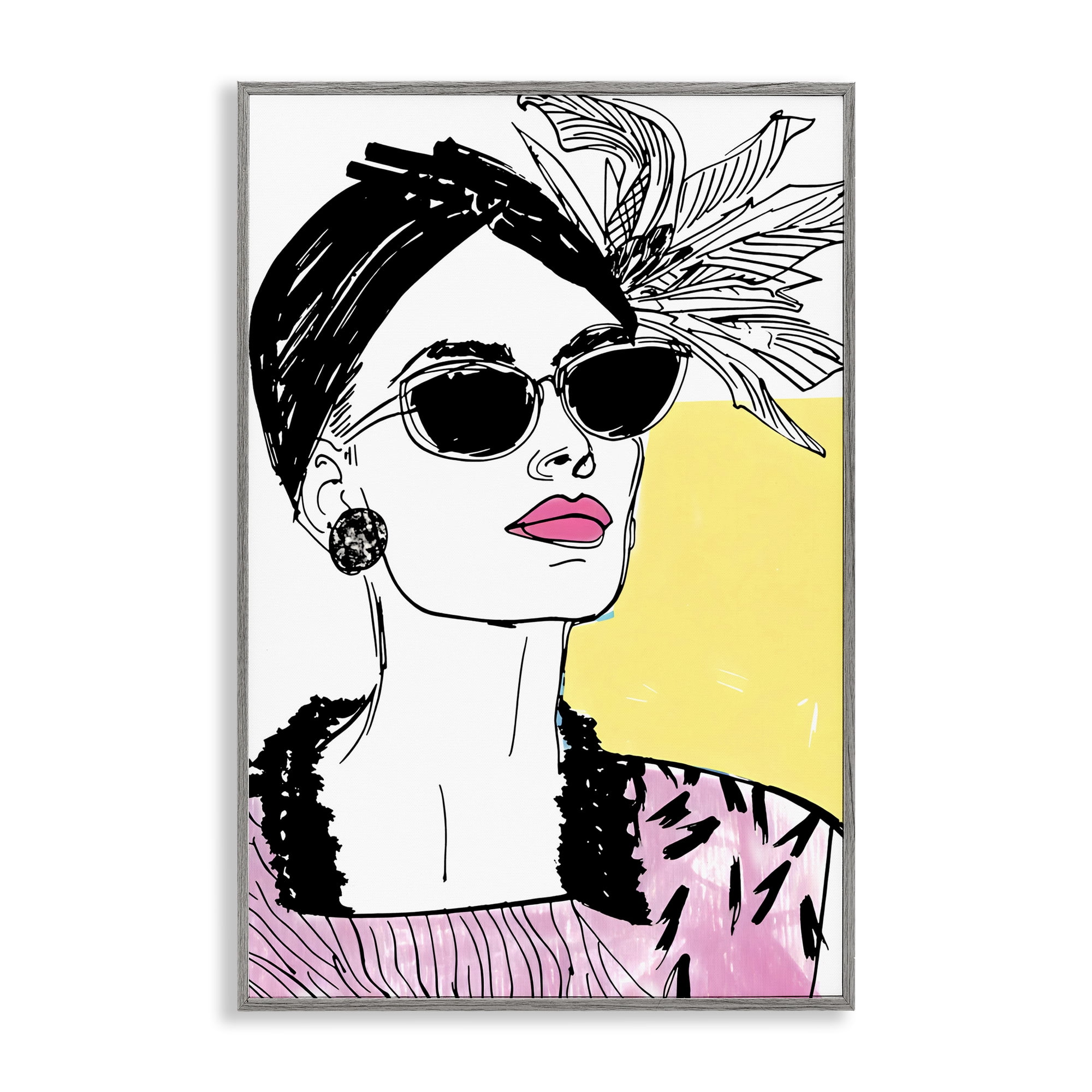 Stupell Industries The Rebel Muse Portrait Gray Framed Giclee Art, design by Andrea Haase