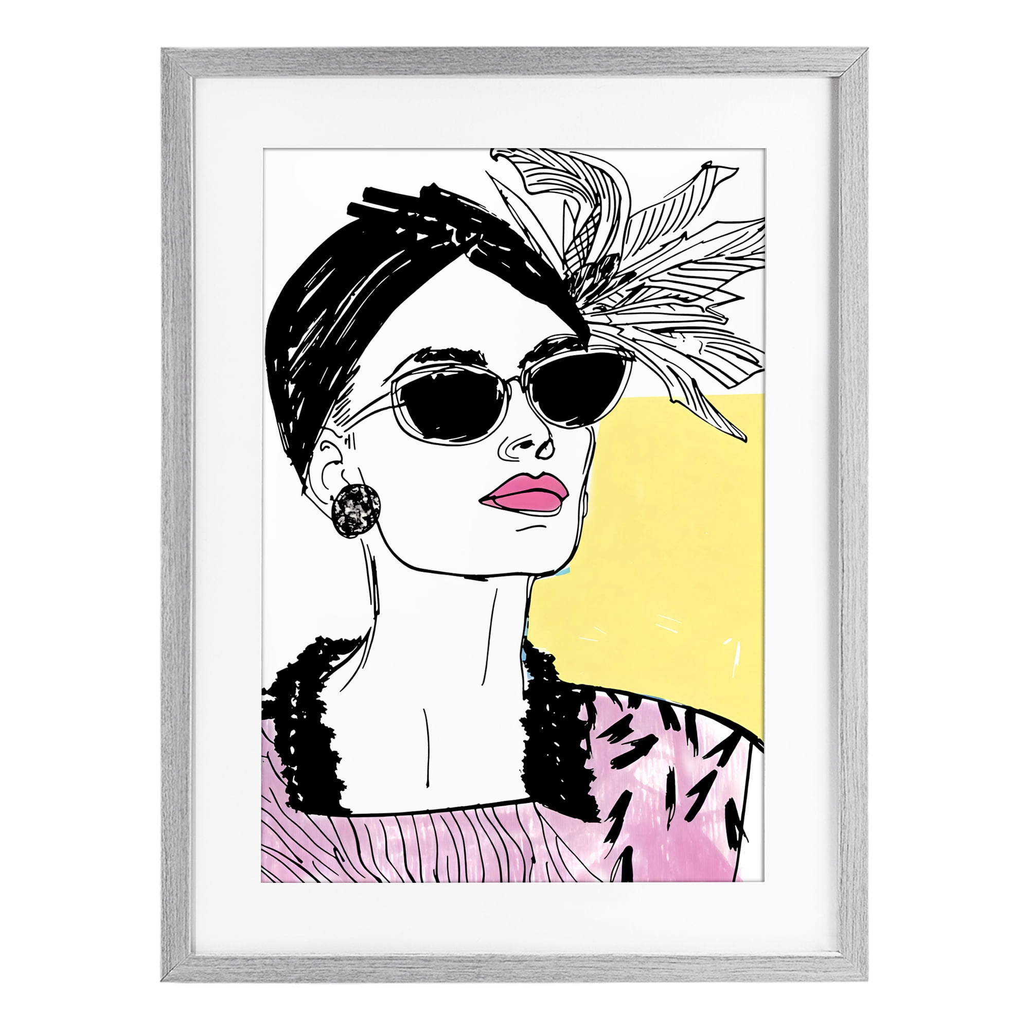 Stupell Industries The Rebel Muse Portrait Gray Framed Print Under Glass, design by Andrea Haase
