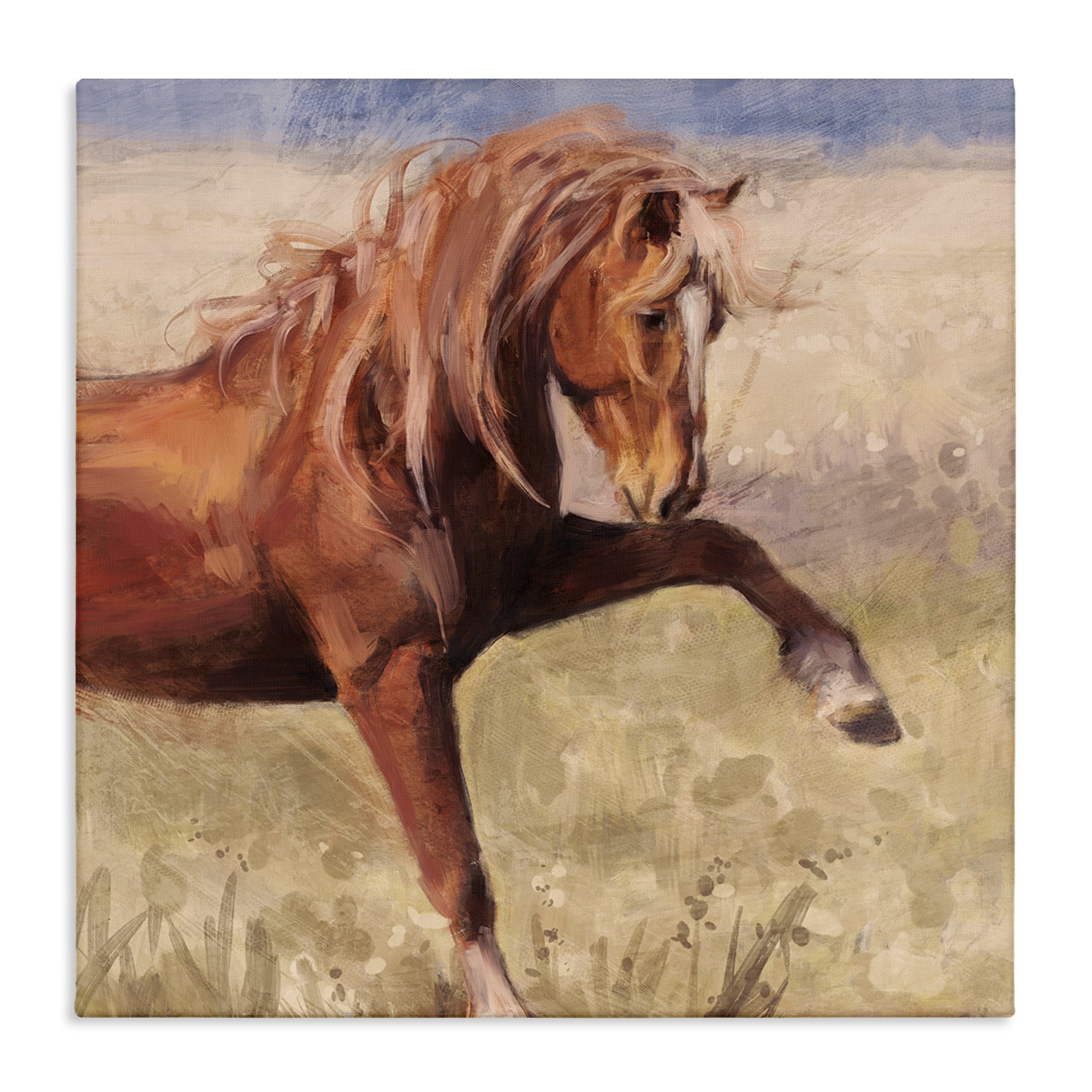 Stupell Industries The Red Stallion Portrait Animals & Insects Painting Gallery Wrapped Canvas Art Print Wall Art, 24 x 24