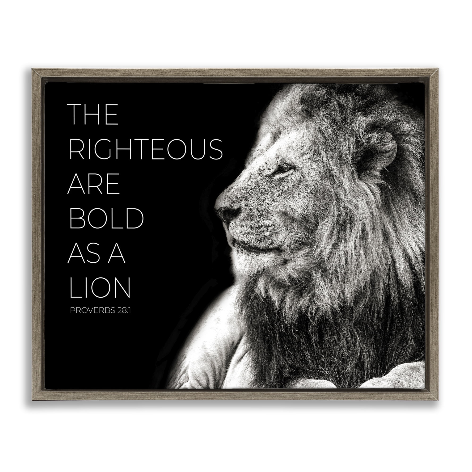 Stupell Industries The Righteous Bold As A Lion Brown Framed Floater Canvas Wall Art, design by Shelley Lake
