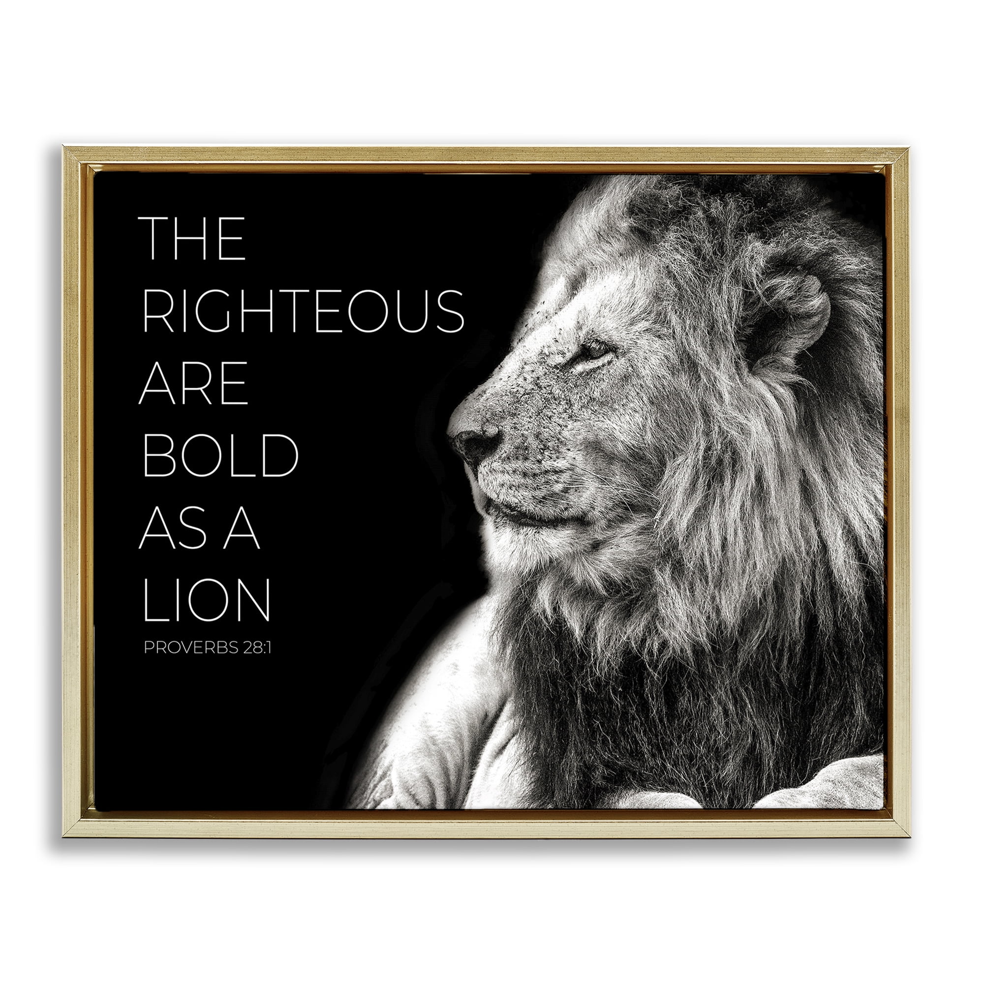 Stupell Industries The Righteous Bold As A Lion Gold Framed Floater Canvas Wall Art, design by Shelley Lake