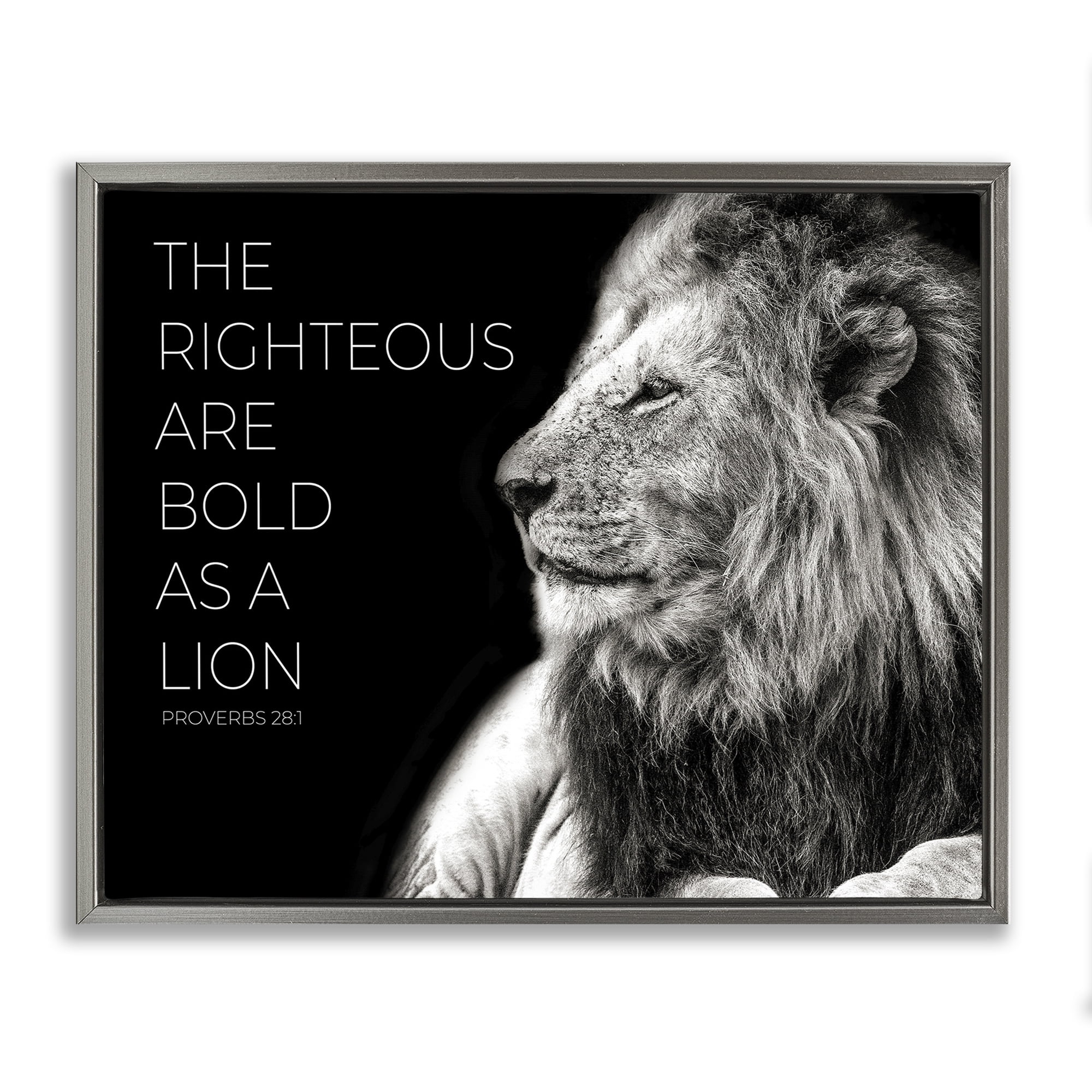 Stupell Industries The Righteous Bold As A Lion Gray Framed Floater Canvas Wall Art, design by Shelley Lake