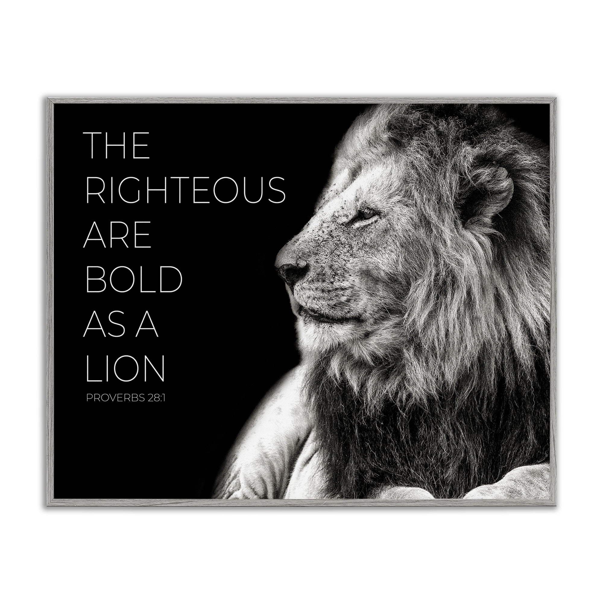 Stupell Industries The Righteous Bold As A Lion Gray Framed Giclee Art, design by Shelley Lake