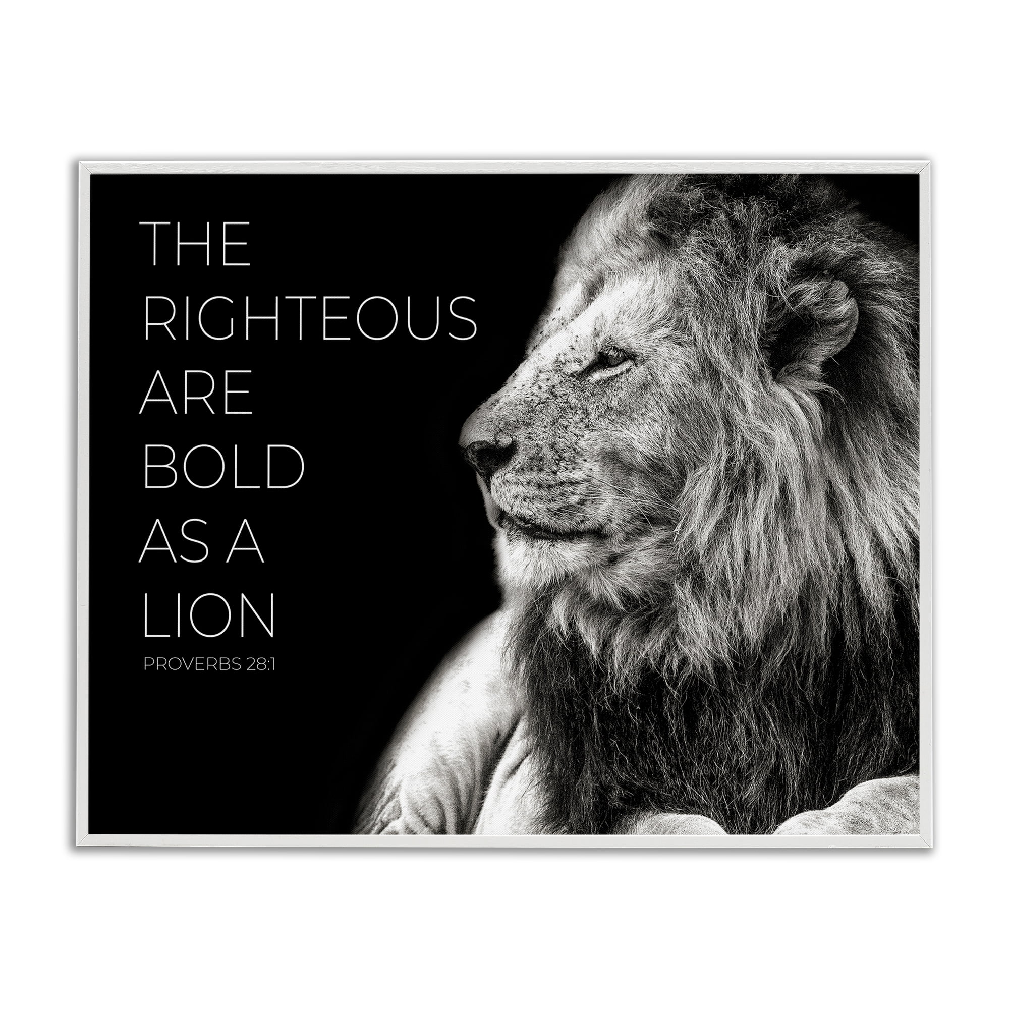 Stupell Industries The Righteous Bold As A Lion White Framed Giclee Art, design by Shelley Lake
