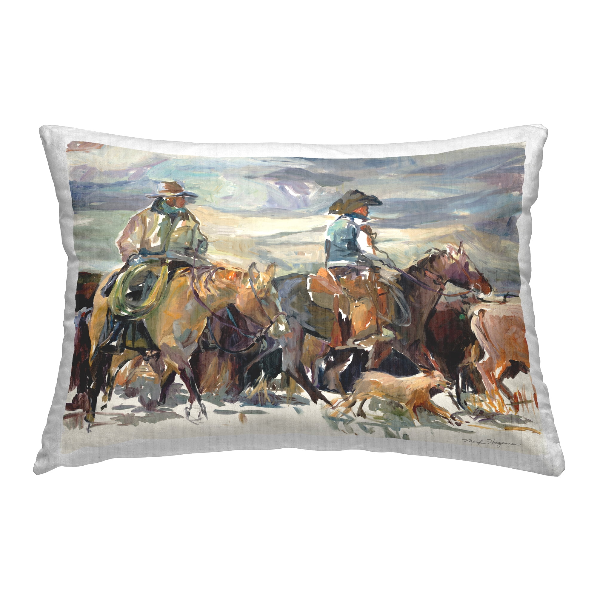 Stupell Industries The Roundup Western Painting Decorative Printed Throw Pillow Design by Marilyn Hageman.