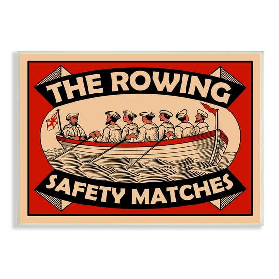 Stupell Industries The Rowing Team Safety Matches Vintage Nautical Sport, 10 x 15, Designed by Mark Rogan