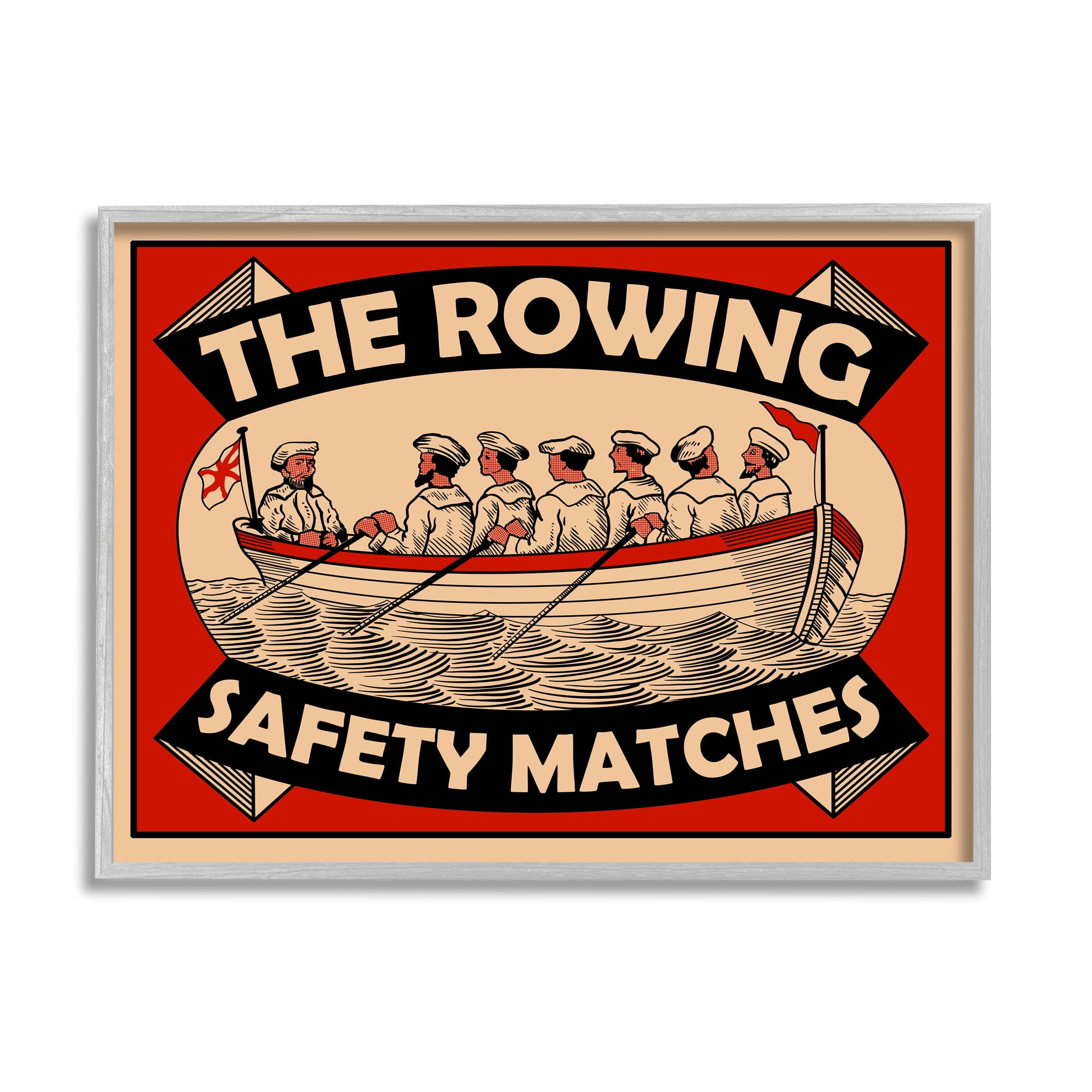 Stupell Industries The Rowing Team Safety Matches Vintage Nautical Sport, 11 x 14, Designed by Mark Rogan
