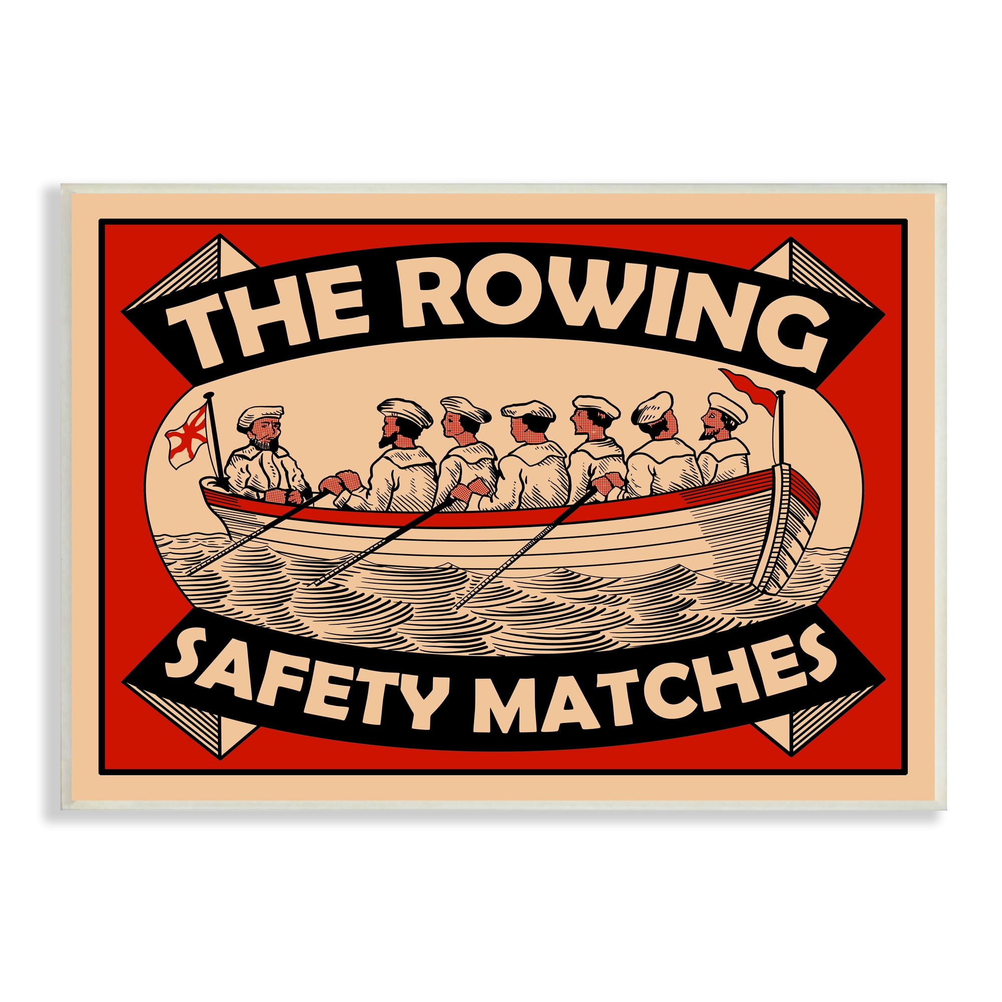 Stupell Industries The Rowing Team Safety Matches Vintage Nautical Sport, 13 x 19, Designed by Mark Rogan