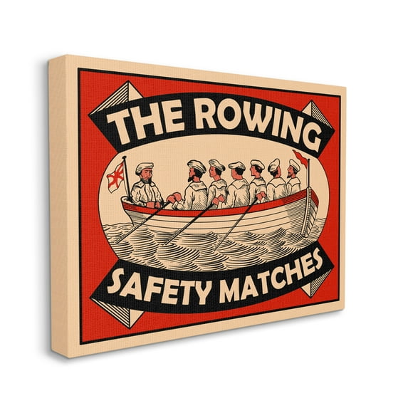 Stupell Industries The Rowing Team Safety Matches Vintage Nautical Sport, 30 x 40, Designed by Mark Rogan