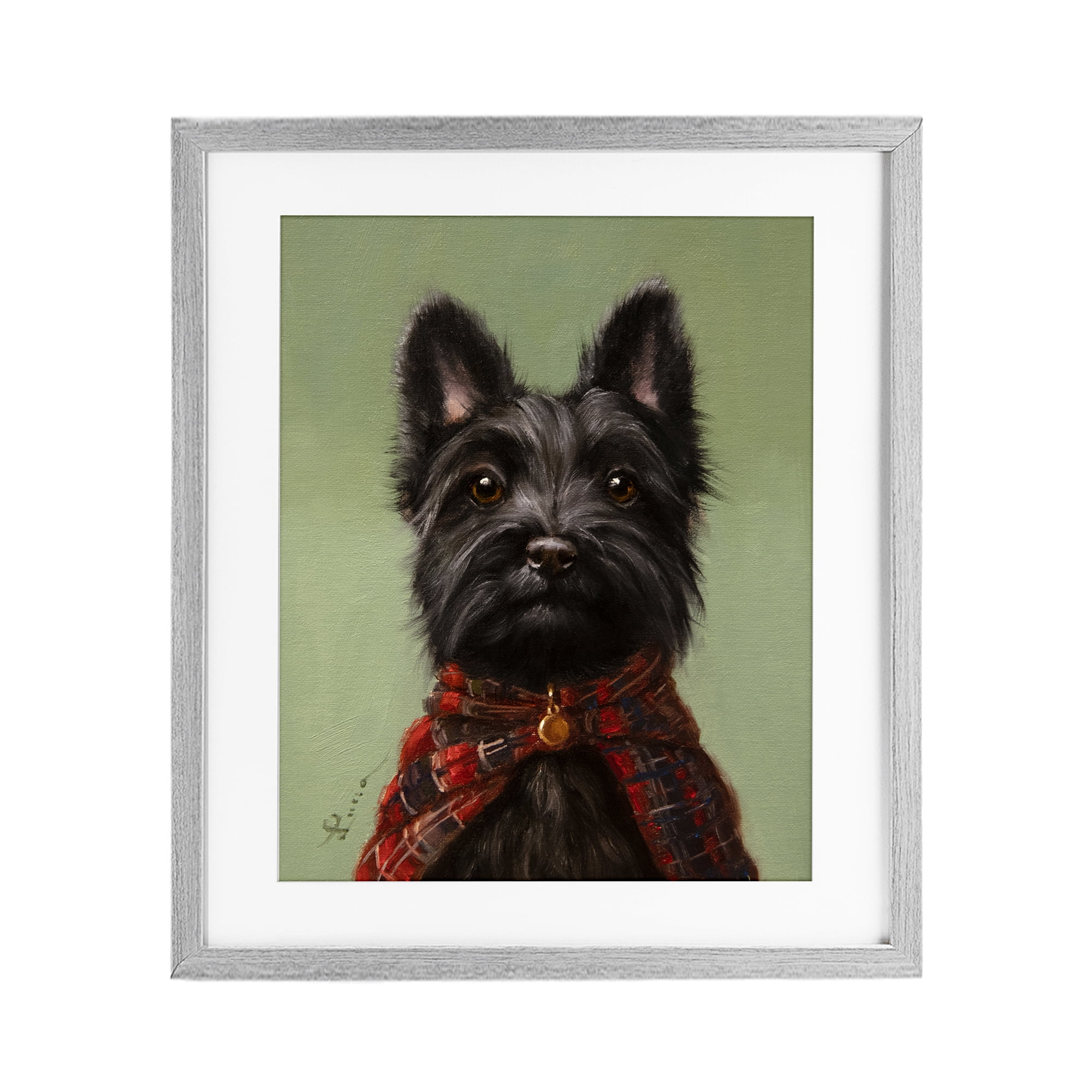 Stupell Industries The Scot Scottish Terrier Gray Framed Print Under Glass, design by Lucia Heffernan