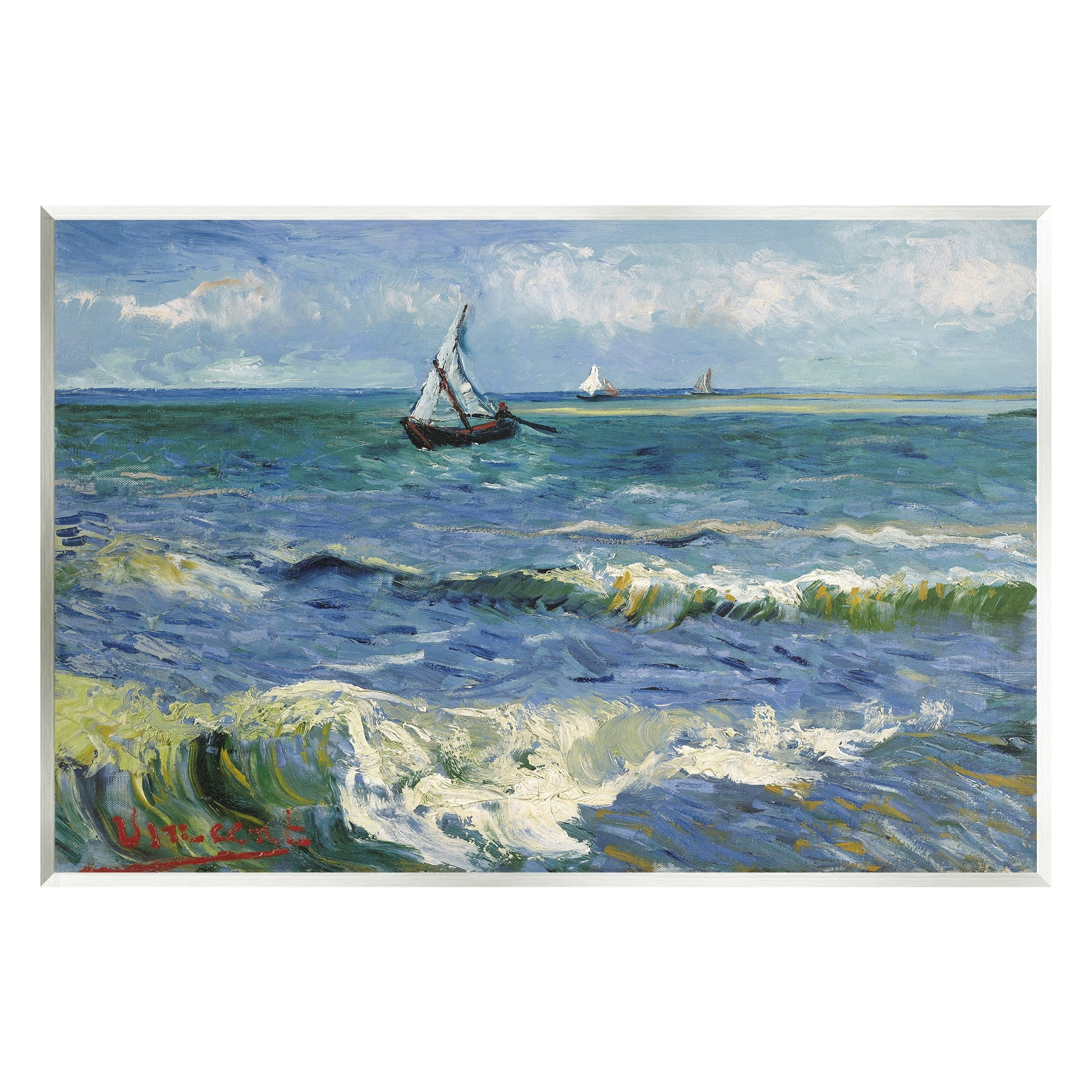 Stupell Industries The Sea at Les Saintes-Maries-de-la-Mer Vincent van Gogh Painting Painting Unframed Art Print Wall Art, Design by one1000paintings