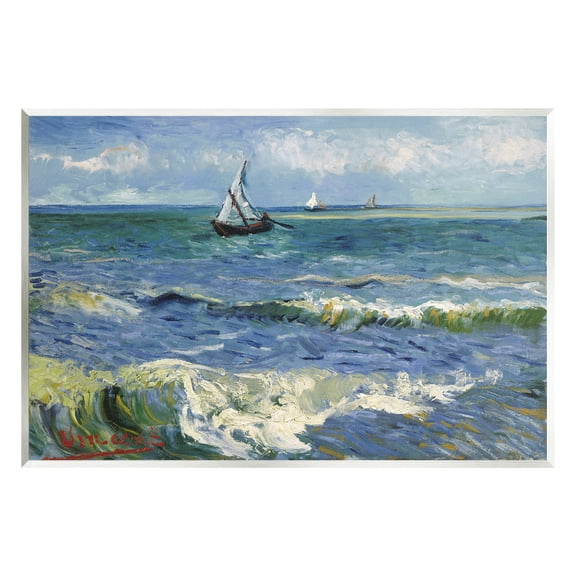 Stupell Industries The Sea at Les Saintes-Maries-de-la-Mer Vincent van Gogh Painting Painting Unframed Art Print Wall Art, Design by one1000paintings