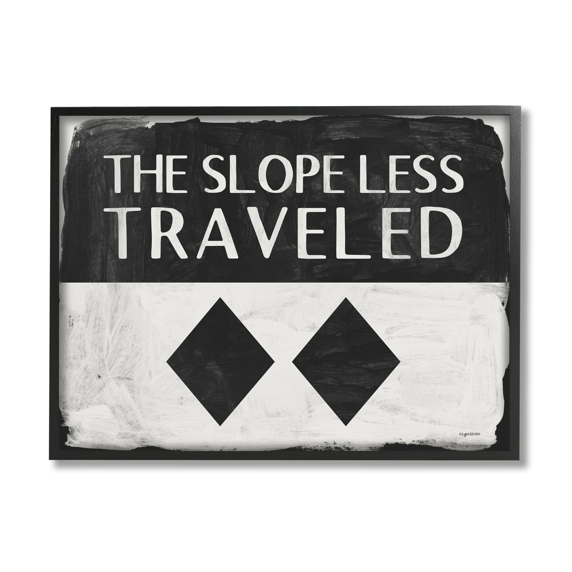Stupell Industries The Slope Less Traveled Phrase Double Black Diamond, 14 x 11, Design by Kyra Brown