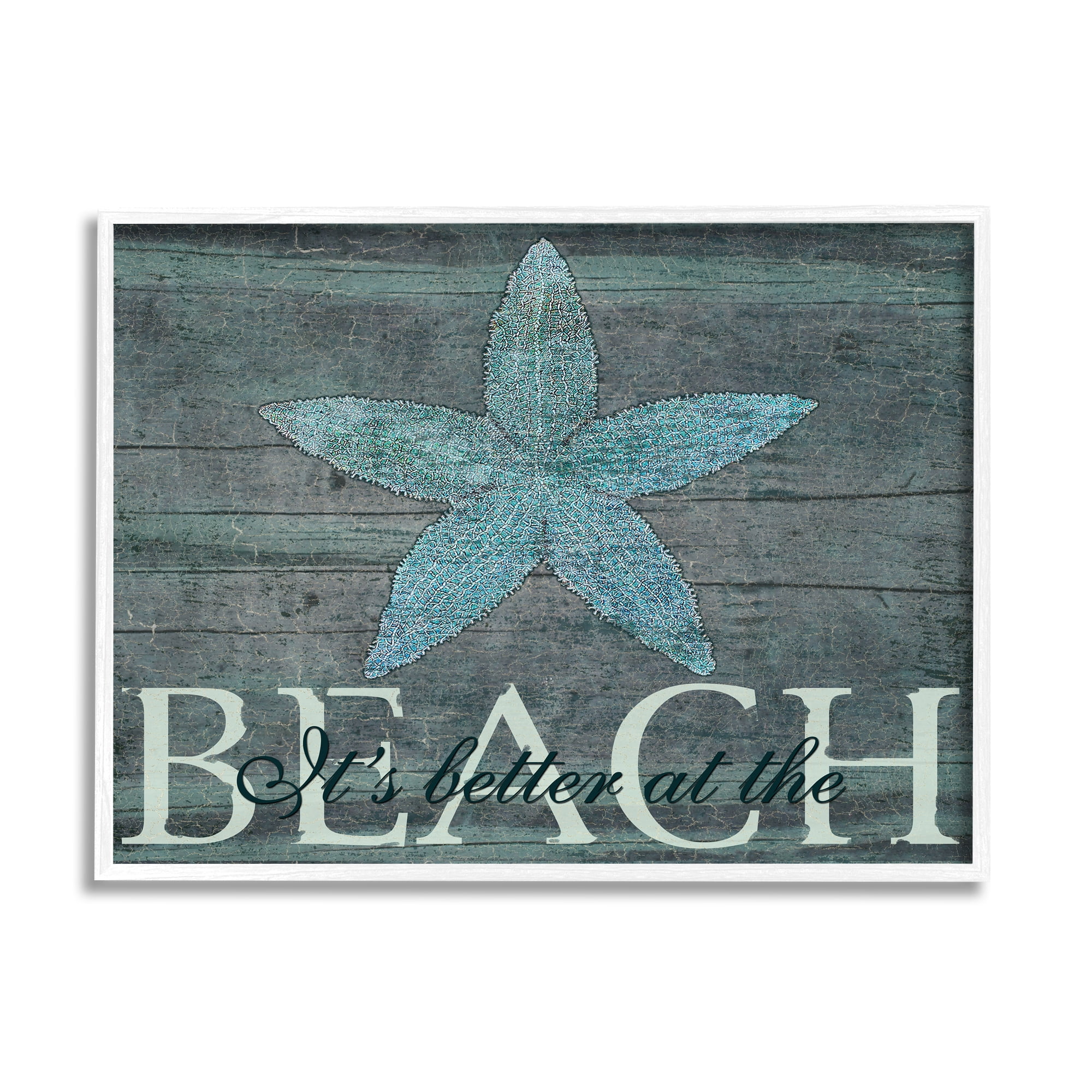 Stupell Industries The Stupell Home Decor It's Better At The Beach Starfish Graphic Art Framed Art Print Wall Art, 16x20, By Marilu Windvand