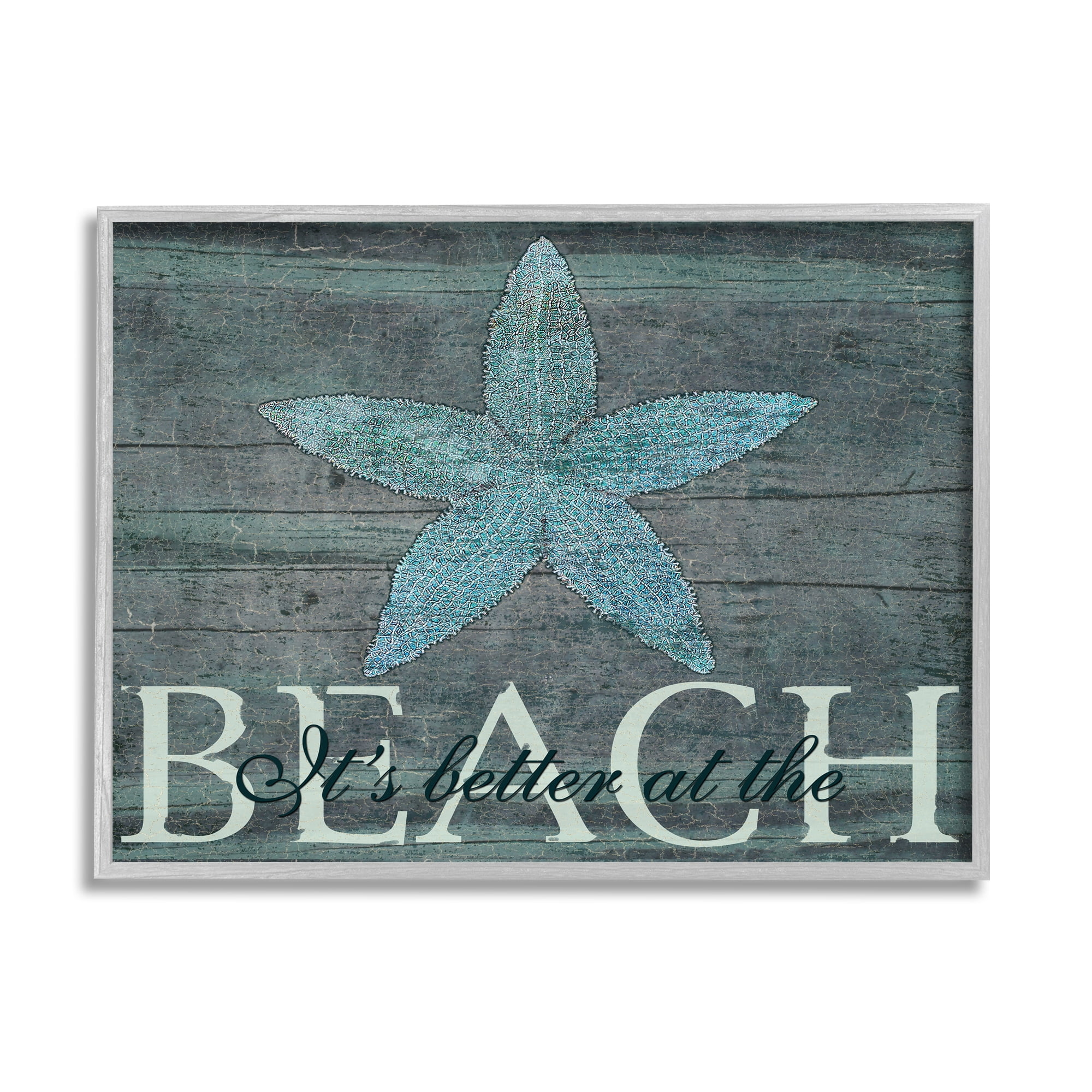 Stupell Industries The Stupell Home Decor It's Better At The Beach Starfish Graphic Art Framed Art Print Wall Art, 24x30, By Marilu Windvand