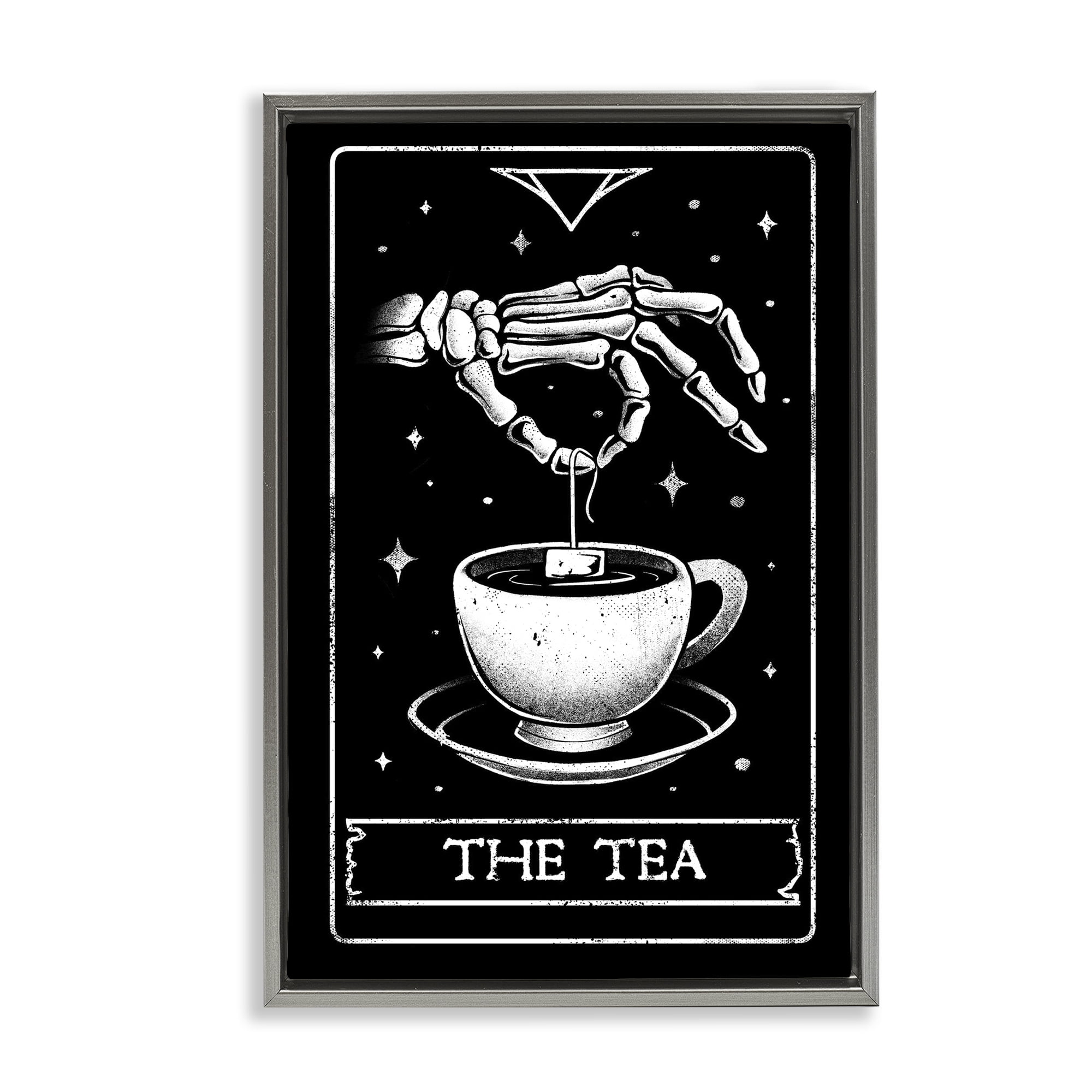 Stupell Industries The Tea Skeleton Tarot Gray Framed Floater Canvas Wall Art, design by EduEly Designs