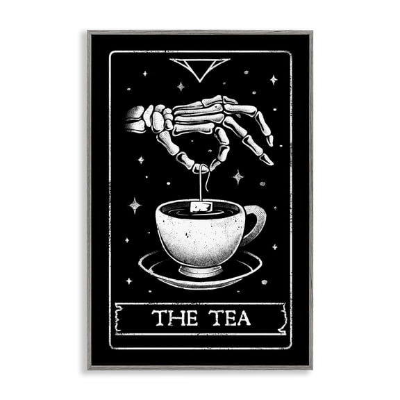 Stupell Industries The Tea Skeleton Tarot Gray Framed Giclee Art, design by EduEly Designs