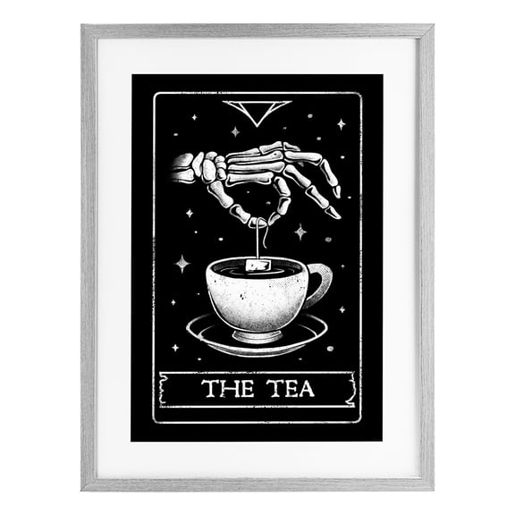 Stupell Industries The Tea Skeleton Tarot Gray Framed Print Under Glass, design by EduEly Designs