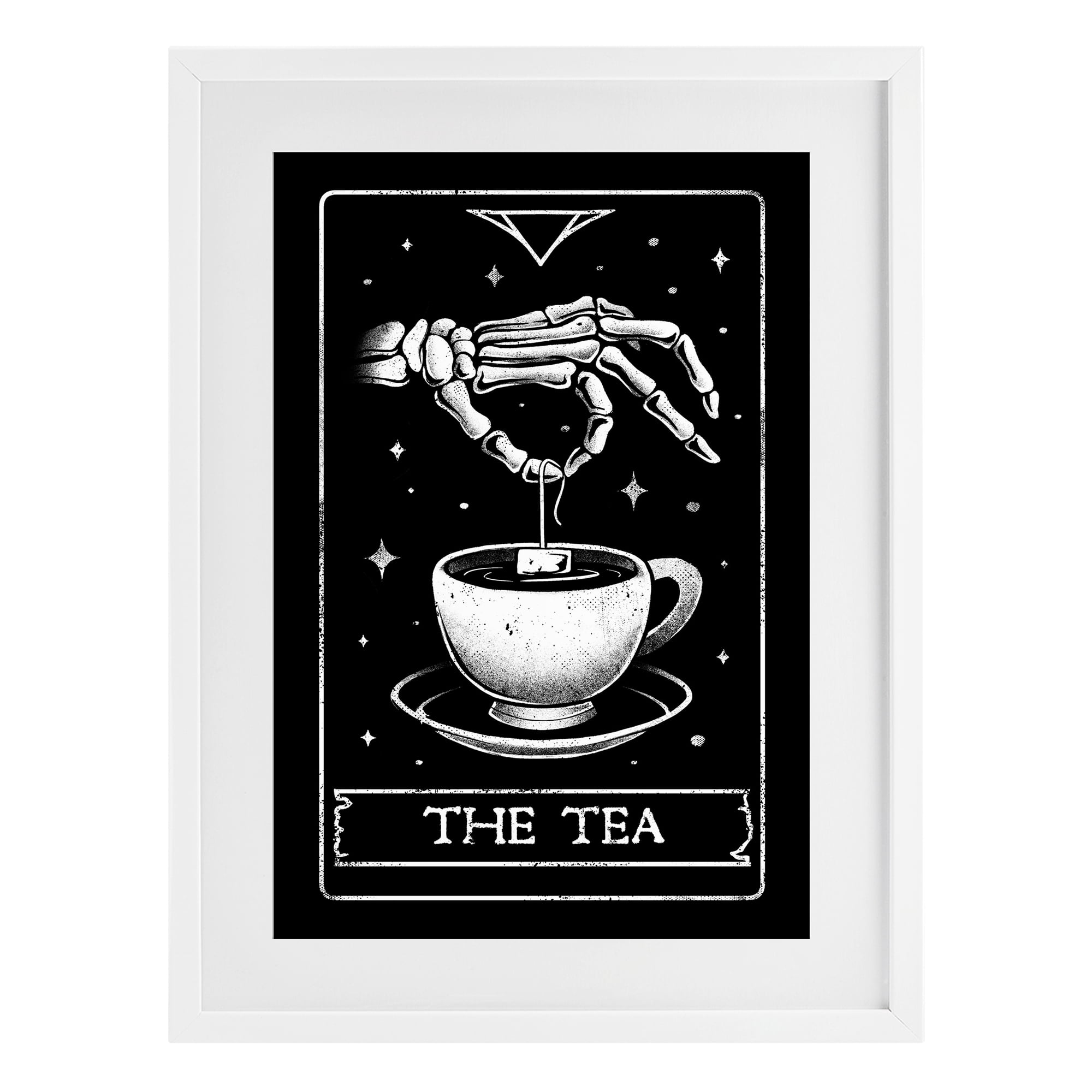 Stupell Industries The Tea Skeleton Tarot White Framed Print Under Glass, design by EduEly Designs