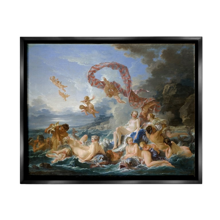 Stupell Industries The Triumph of Venus Francois Boucher Classic Painting  Painting Jet Black Floating Framed Canvas Print Wall Art, Design by  one1000paintings 