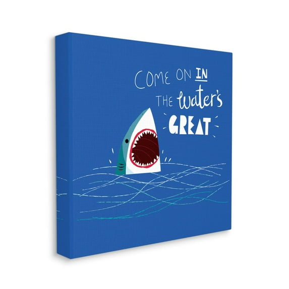 Stupell Industries The Waters Great Phrase Beach Shark Swimming Joke Canvas Wall Art Design by Michael Buxton, 36" x 36"