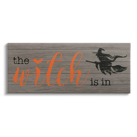 Stupell Industries The Witch Is In Halloween Sign Graphic Art Gallery Wrapped Canvas Print Wall Art, Design by CAD Designs