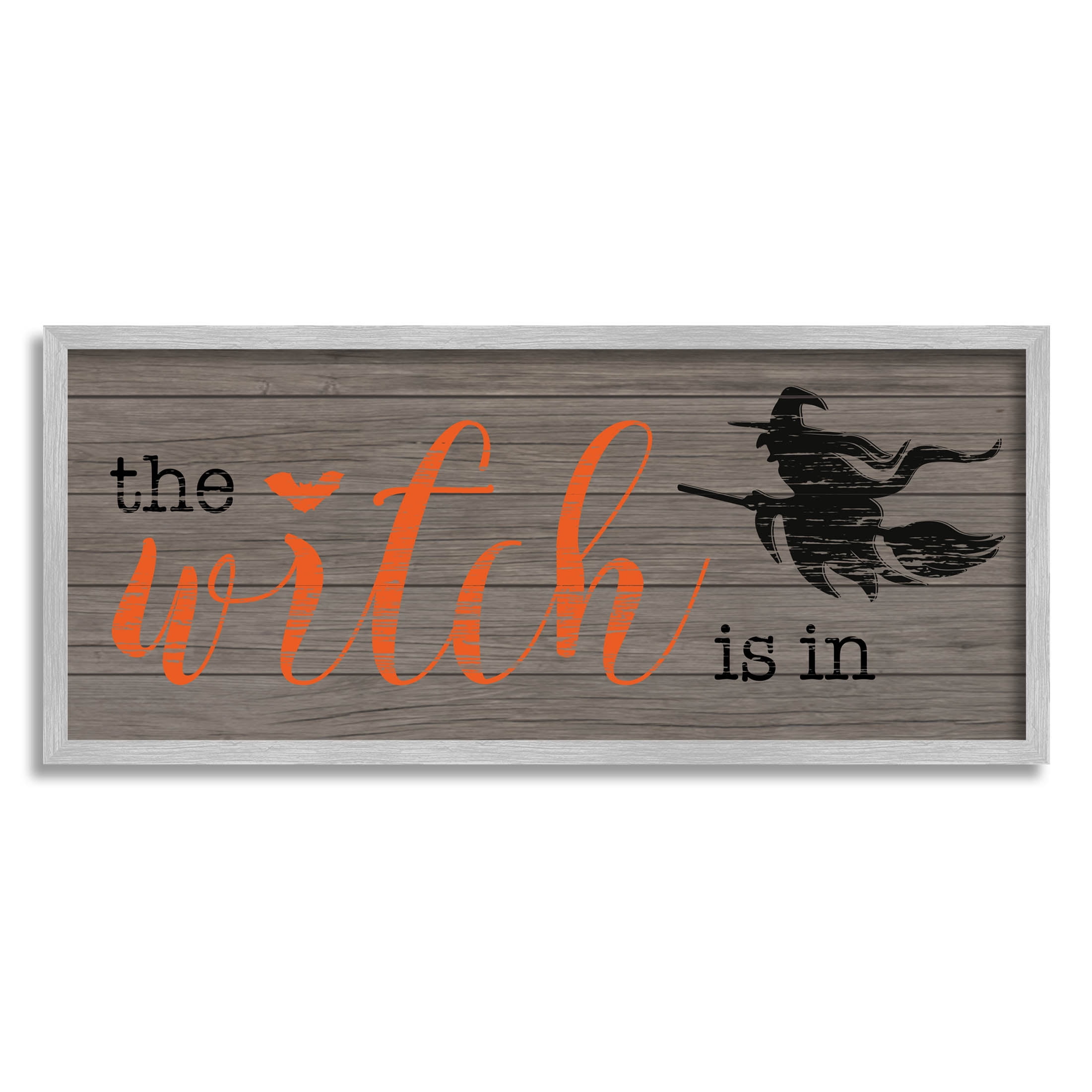 Stupell Industries The Witch Is In Halloween Sign Graphic Art Gray Framed Art Print Wall Art, Design by CAD Designs