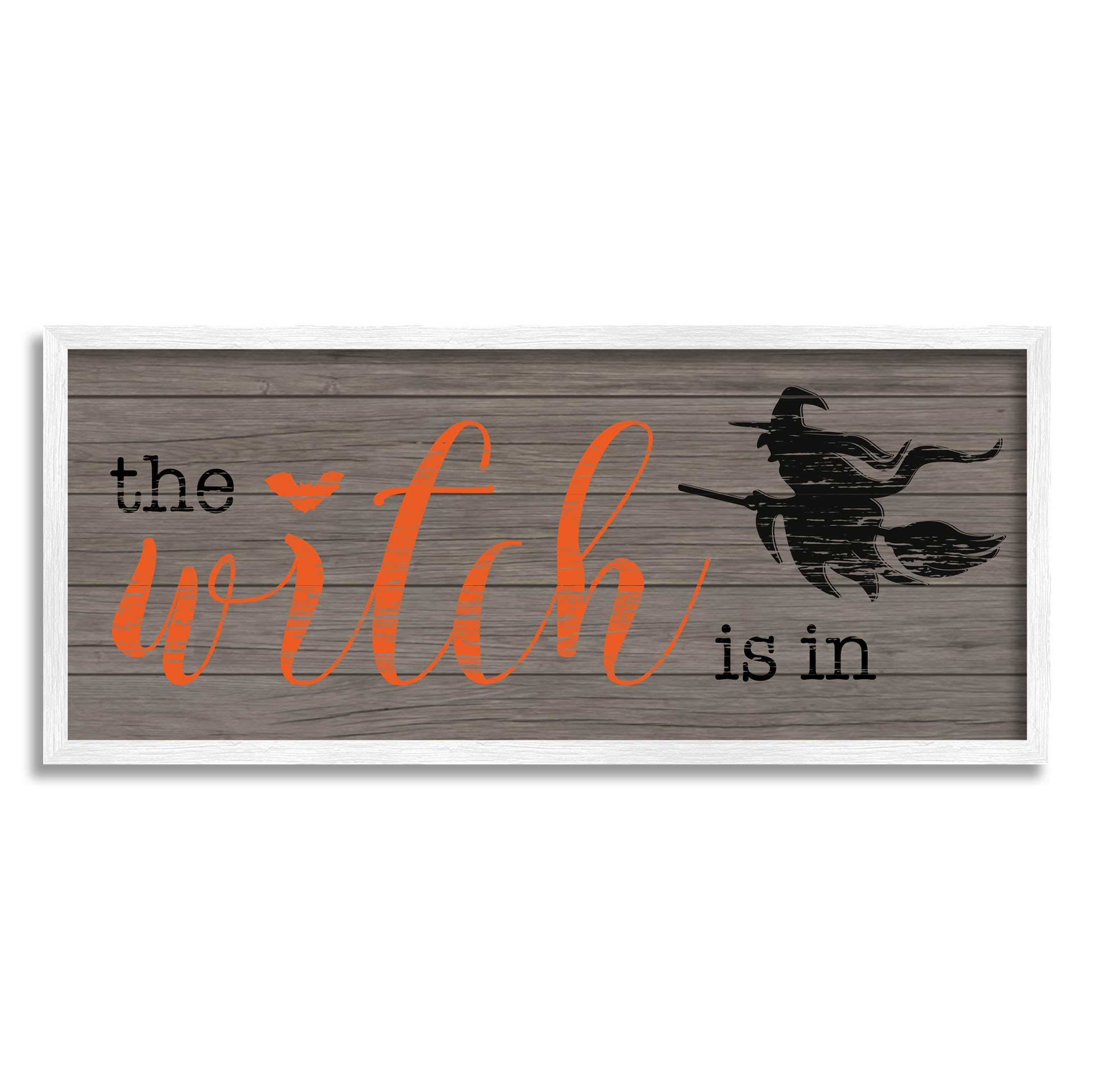 Stupell Industries The Witch Is In Halloween Sign Graphic Art White Framed Art Print Wall Art, Design by CAD Designs