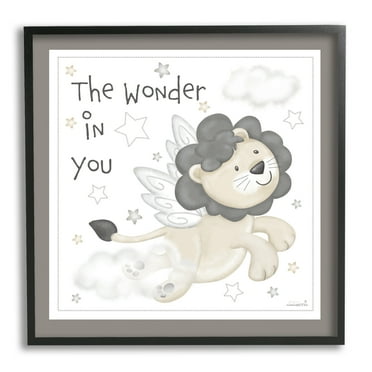 Stupell Industries The Wonder in You Lion Animals & Insects Painting Black Framed Art Print Wall Art, 12 x 12
