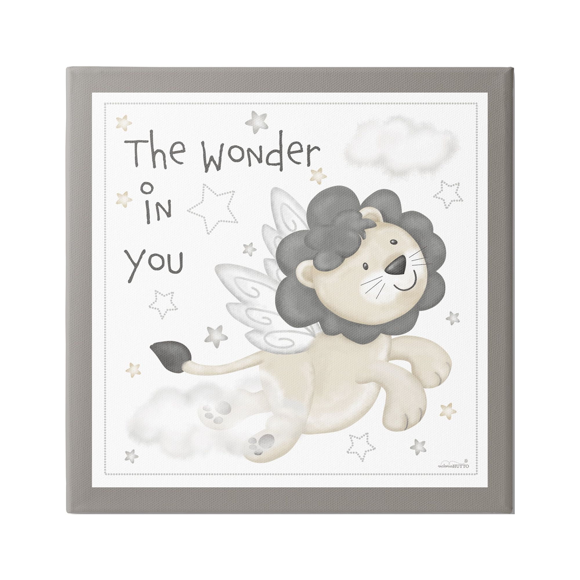 Stupell Industries The Wonder in You Lion Animals & Insects Painting Gallery Wrapped Canvas Print Wall Art, 17 x 17