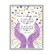 Stupell Industries There's Always Light Phrase Purple Hands Rainbow Hearts, 11 x 14,Design by Erica Billups