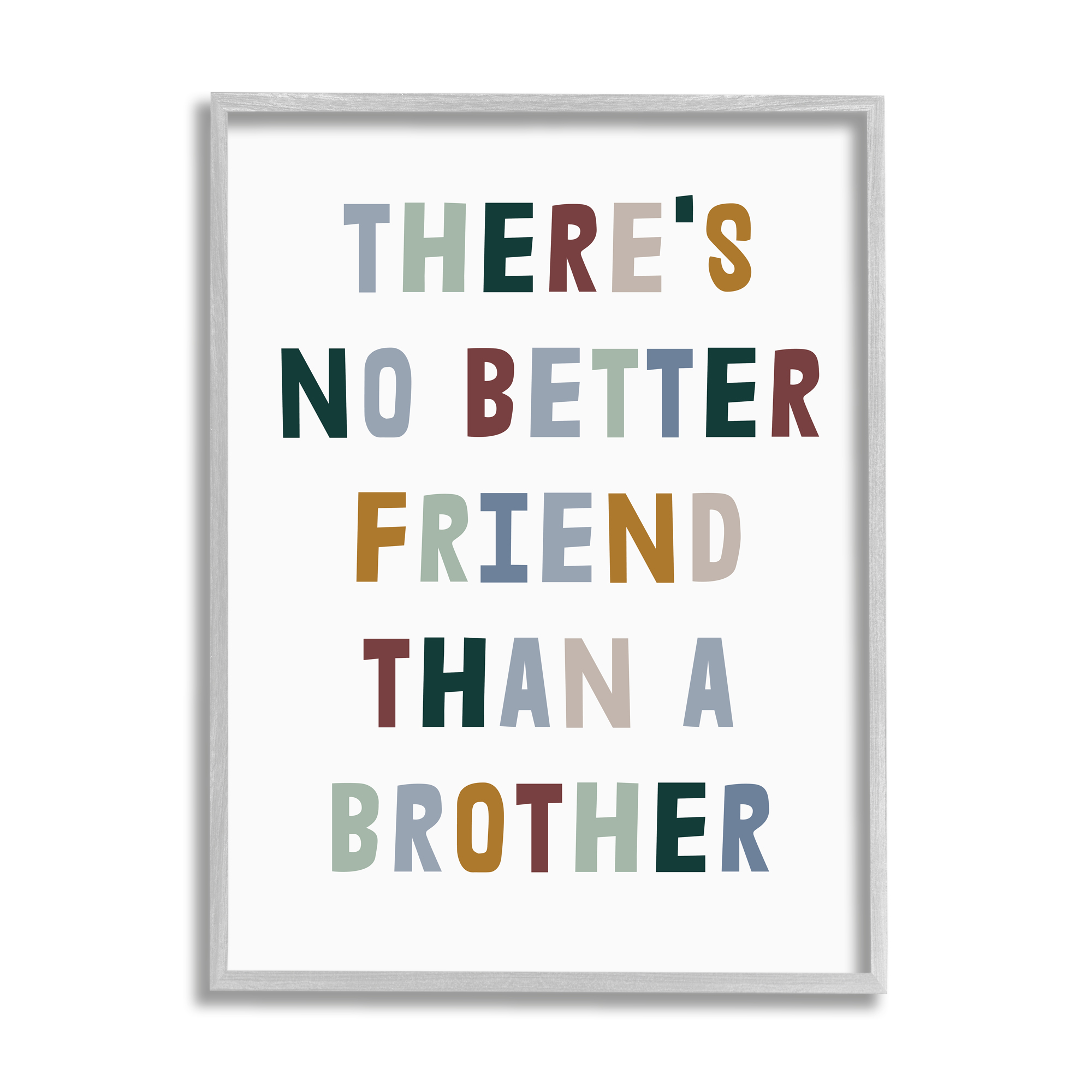 Stupell Industries There's No Better Friend Than a Brother Phrase Inspirational Painting Gray Framed Art Print Wall Art, 16 x 20