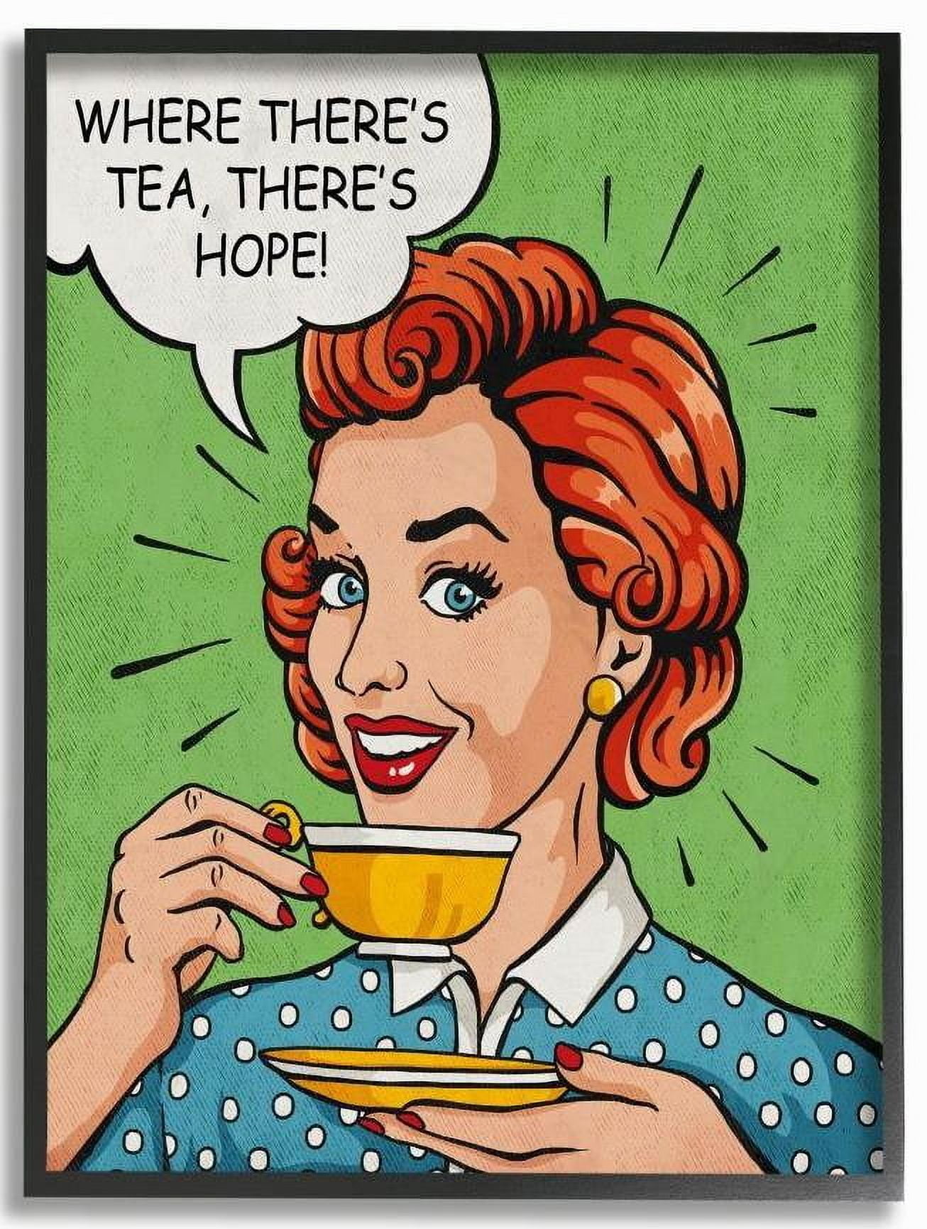 Stupell Industries There's Tea There's Hope Vintage Comic Book Design Framed Wall Art by Ester Kay