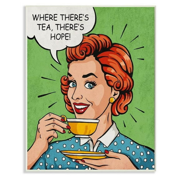 Stupell Industries There's Tea There's Hope Vintage Comic Book Design Wall Plaque by Ester Kay