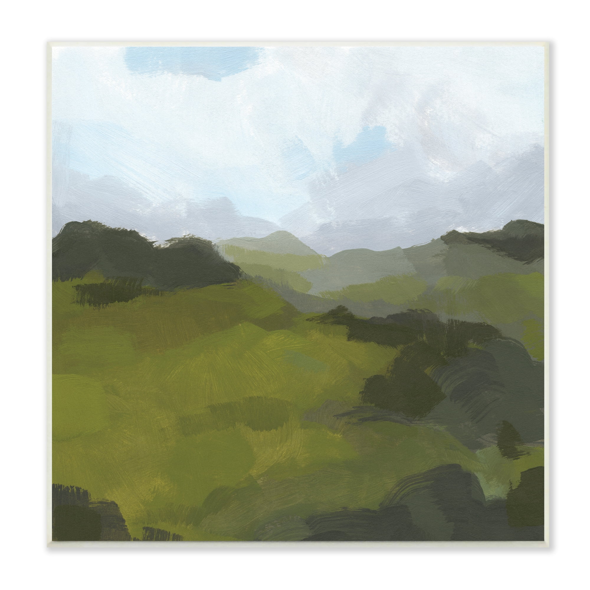 Stupell Industries Thick Green Meadow Landscape Cloudy Hazy Sky, 12 x 12, Designed by Jacob Green