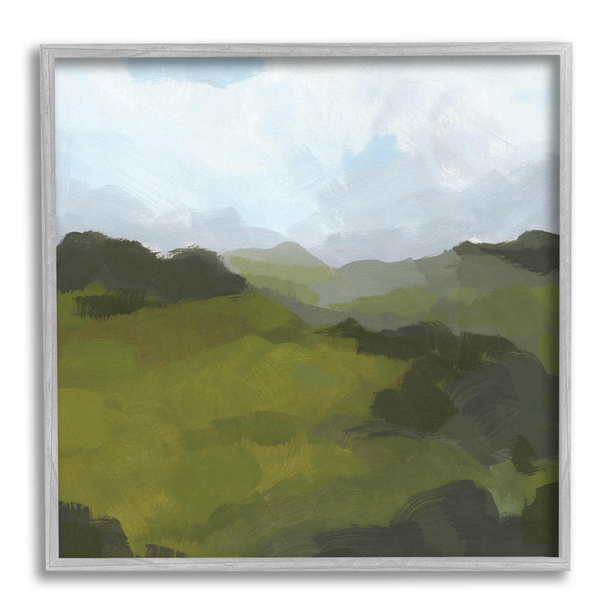 Stupell Industries Thick Green Meadow Landscape Cloudy Hazy Sky, 12 x 12, Designed by Jacob Green