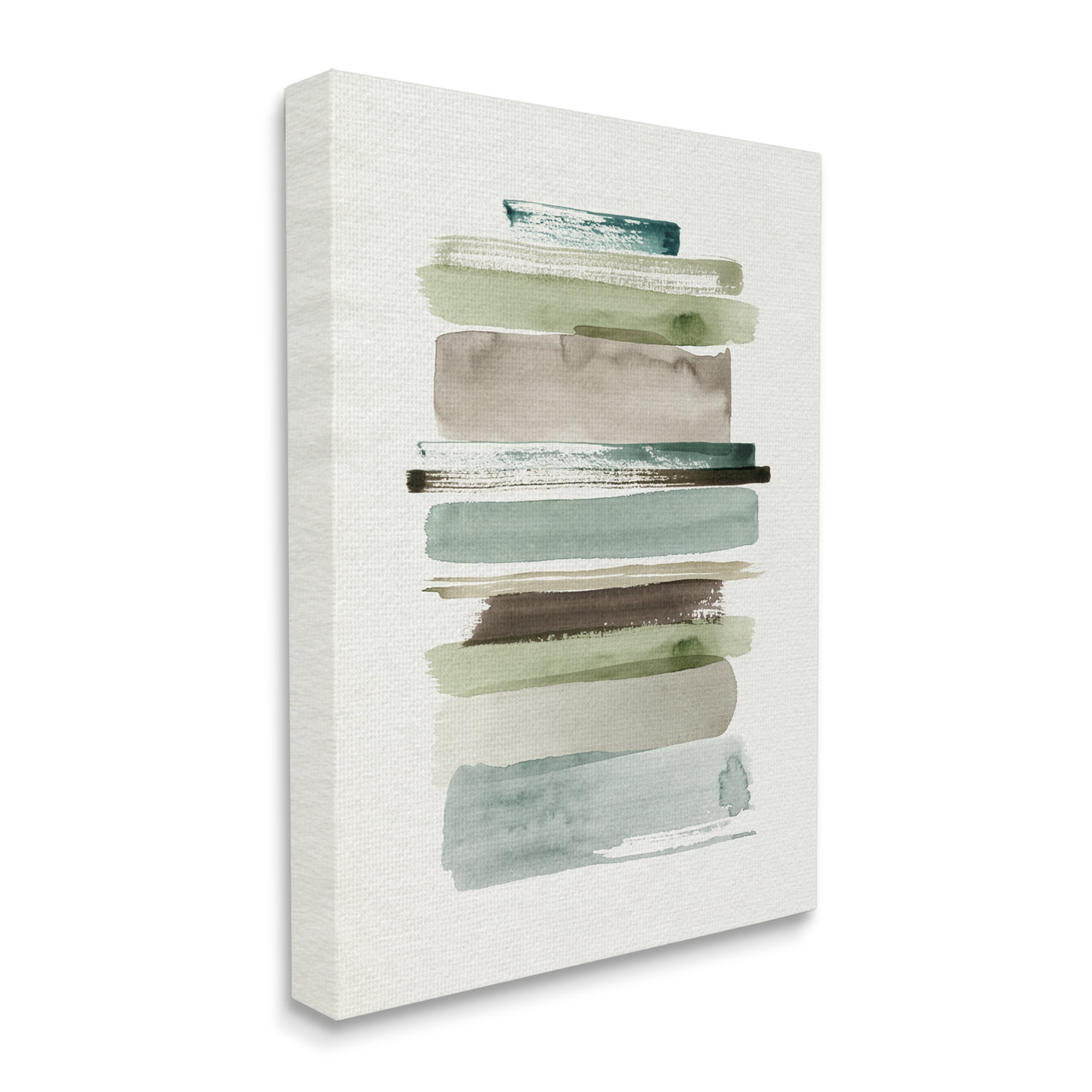 Stupell Industries Thick Line Shape Abstraction Green Brown Striped Layers Abstract Painting Gallery Wrapped Canvas Print Wall Art, 24 x 30