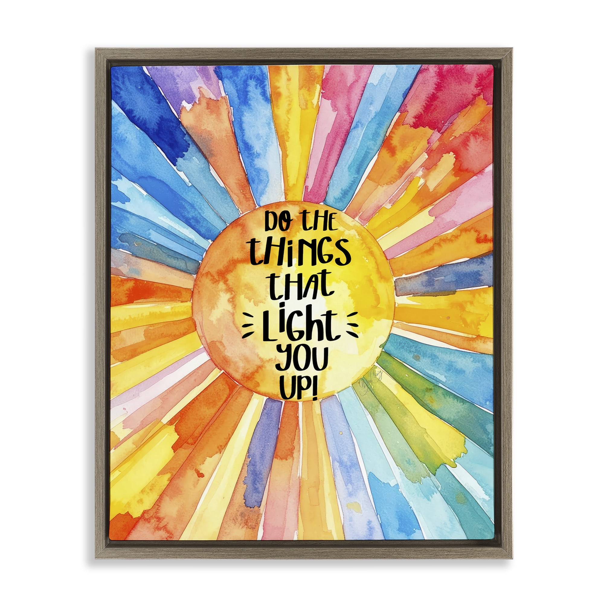 Stupell Industries Things That Light You Up Brown Framed Floater Canvas Wall Art, design by Shelly Craig