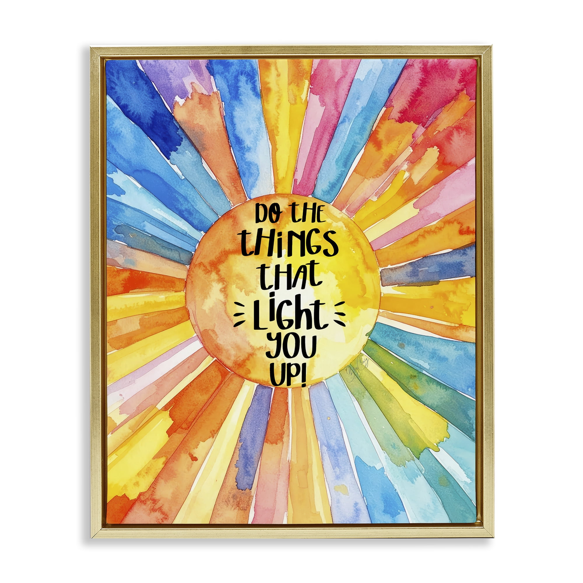 Stupell Industries Things That Light You Up Gold Framed Floater Canvas Wall Art, design by Shelly Craig