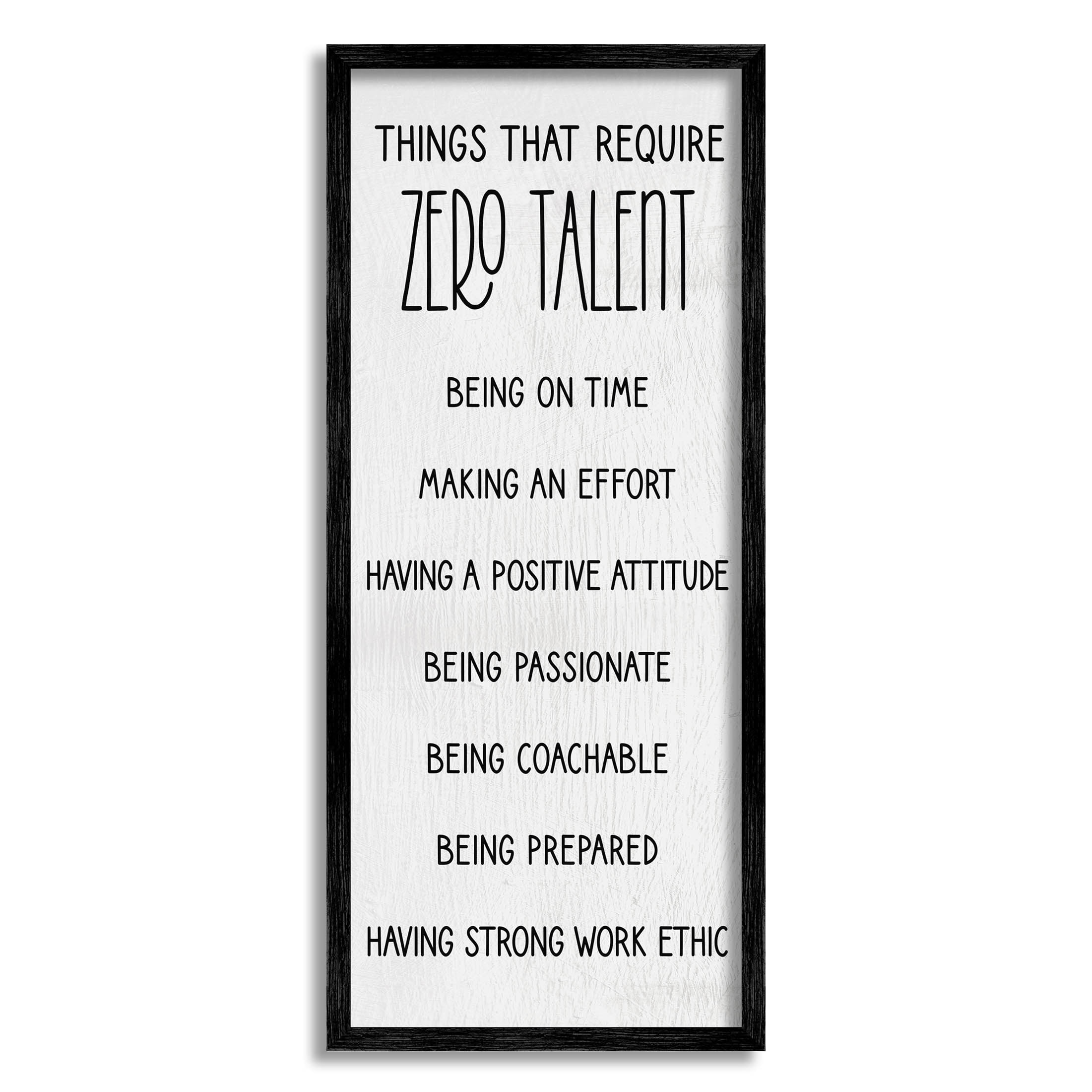 Stupell Industries Things That Require Zero Talent List Graphic Art Black Framed Art Print Wall Art, Design by Lil' Rue