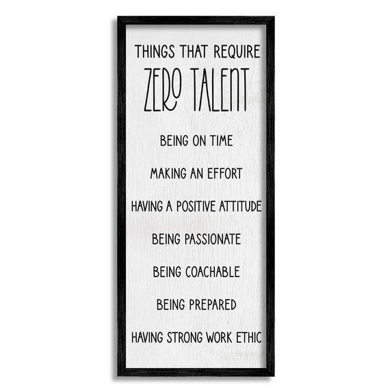 Stupell Industries Things That Require Zero Talent List Graphic Art Black Framed Art Print Wall Art, Design by Lil' Rue
