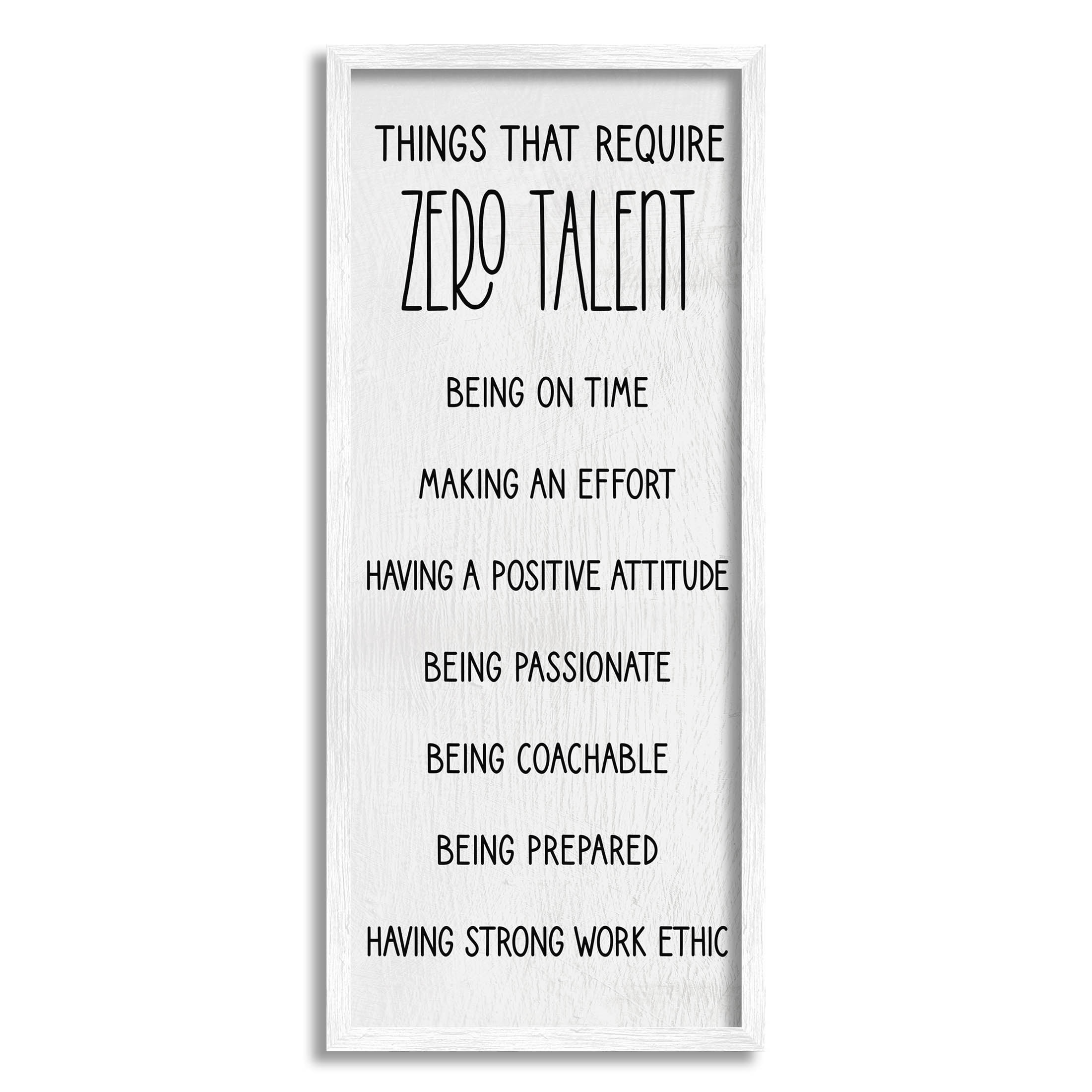 Stupell Industries Things That Require Zero Talent List Graphic Art White Framed Art Print Wall Art, Design by Lil' Rue