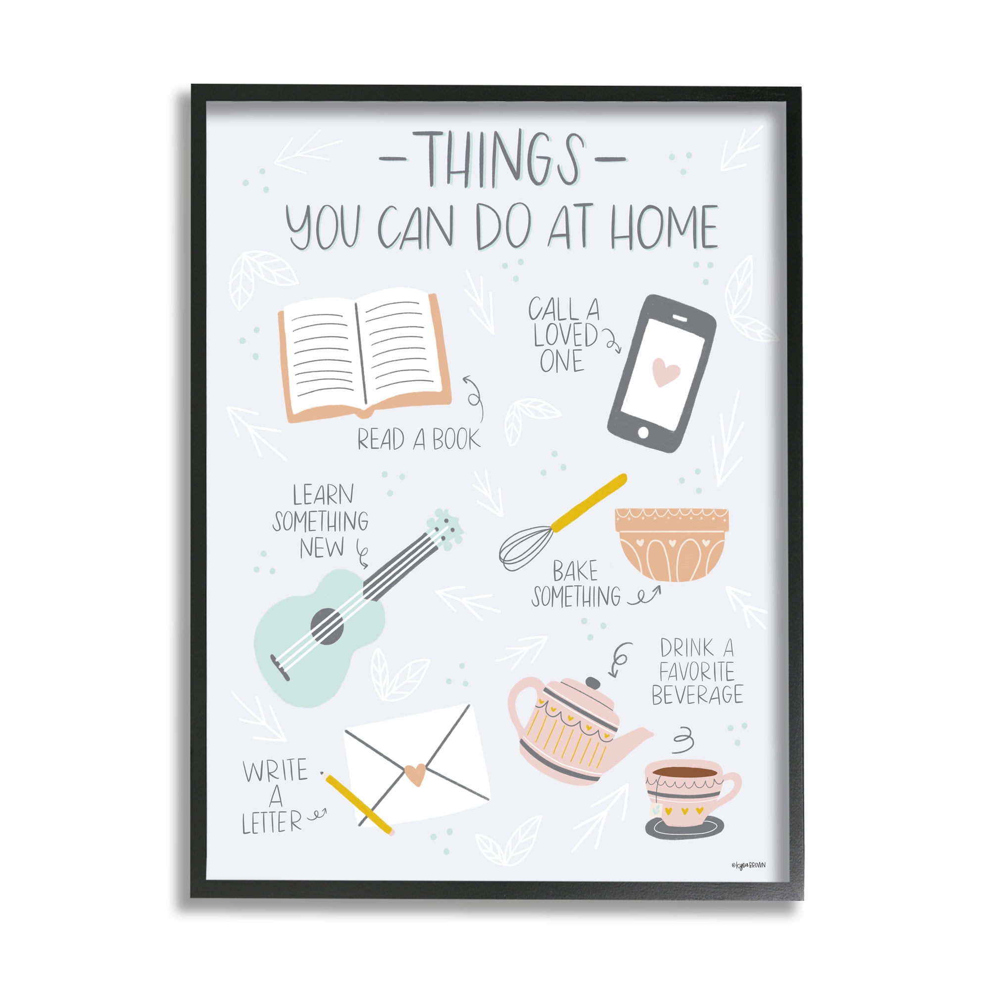 Stupell Industries Things To Do At Home Illustrated Self Care Guide, 24 x 30, Designed by Kyra Brown